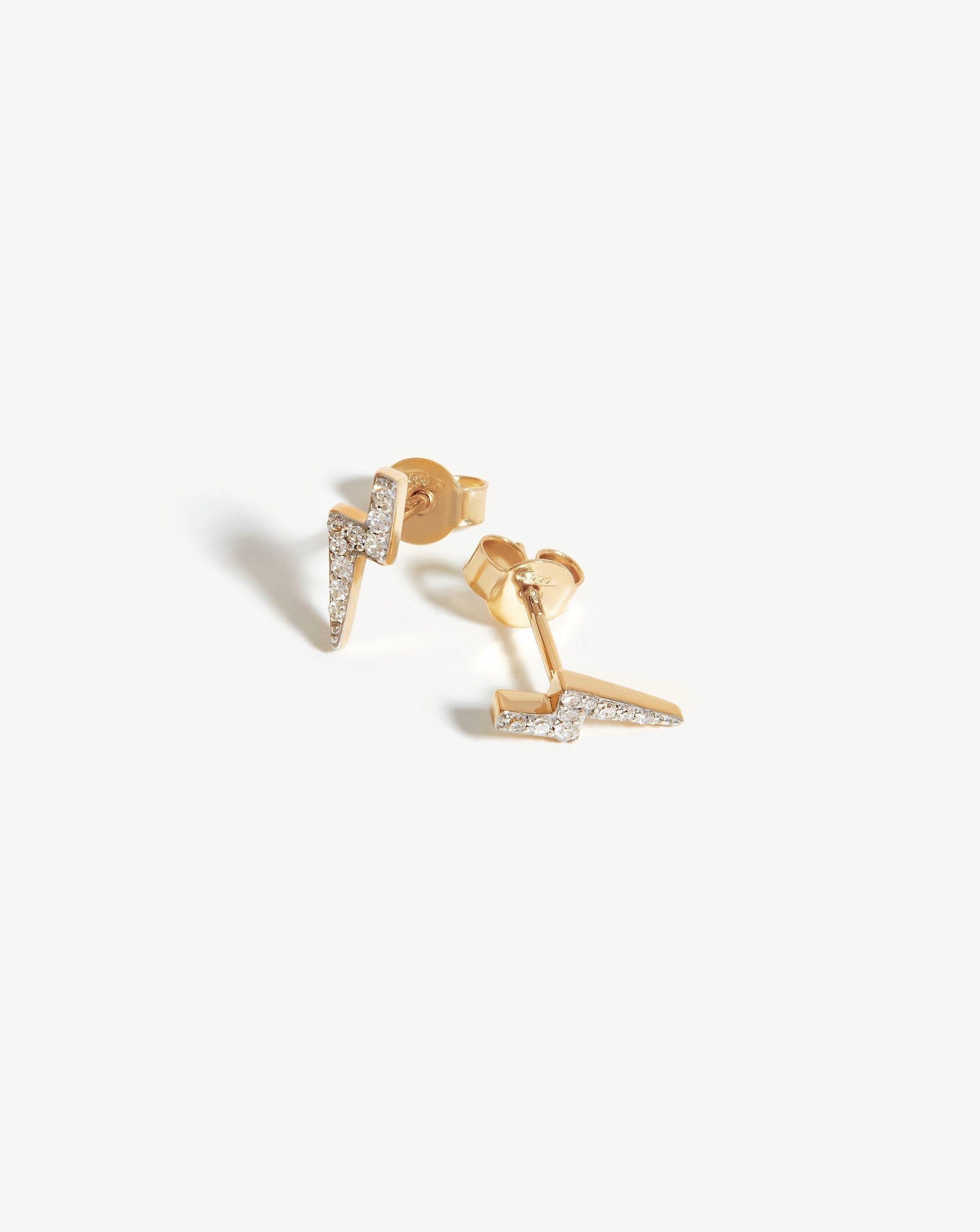 14K Solid Gold Diamond Lightning Stud Earrings - Hypoallergenic Luxury Jewelry for Women - Perfect for Everyday Wear, Gifts & Special Occasions