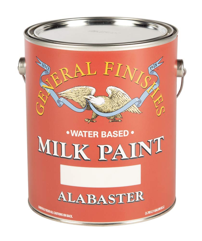 General Finishes Water Based Milk Paint - 1 Gallon, Alabaster White - Perfect for Furniture Refinishing, Cabinets & DIY Home Decor Projects
