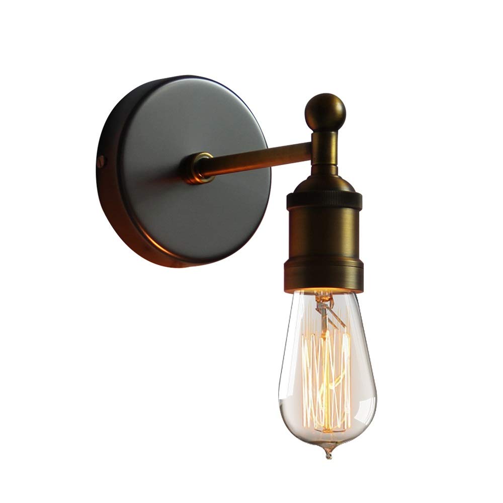 Industrial Bronze Wall Sconce - Vintage Retro Wall Mounted Light Fixture with Edison E27 Base, Wrought Iron Design for Living Room, Bedroom, Restaurant & Reading Nook Lighting