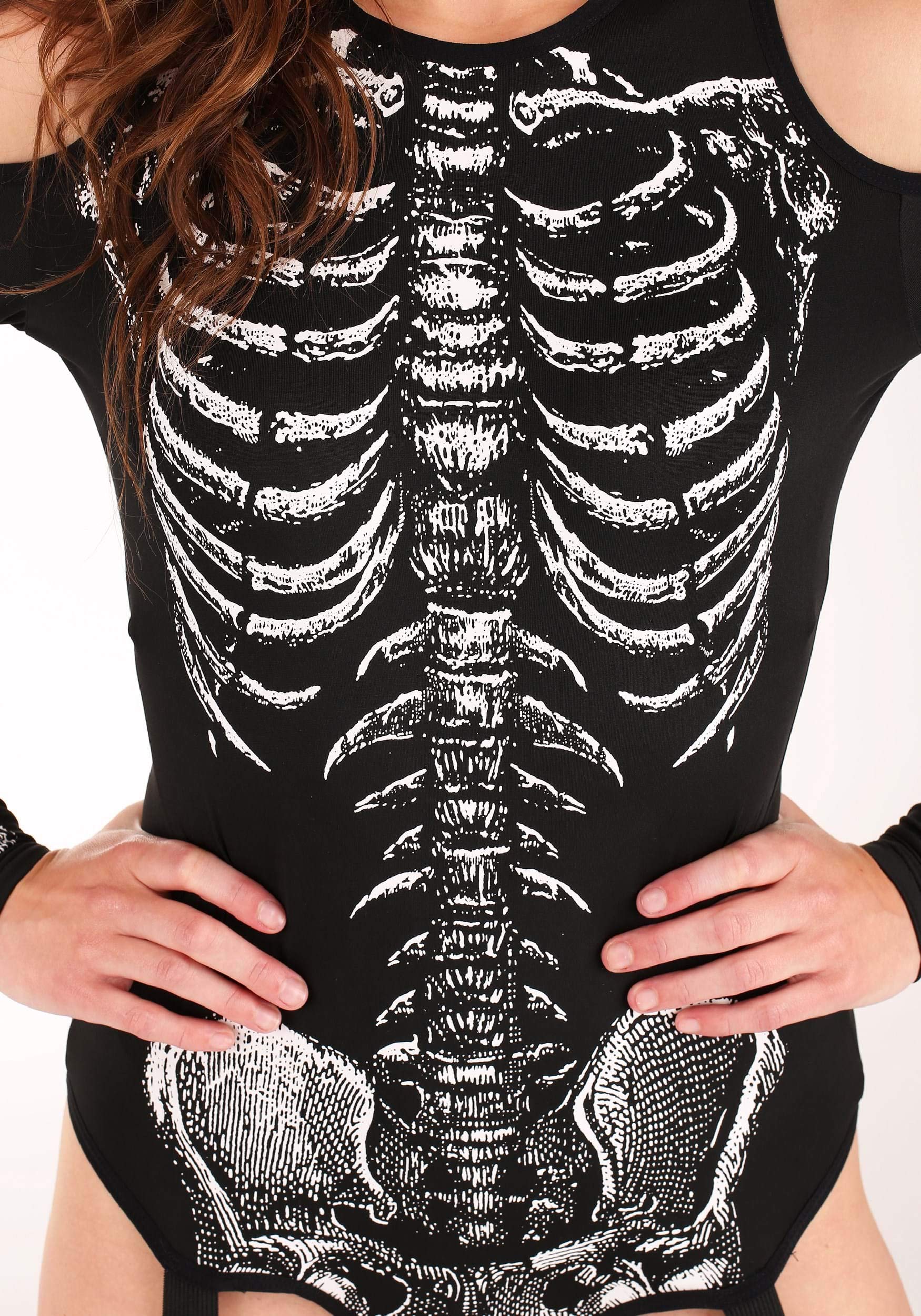 Red Skeleton Bodysuit Women's Halloween Costume - Sexy Full Body Jumpsuit for Parties, Cosplay & Horror Events