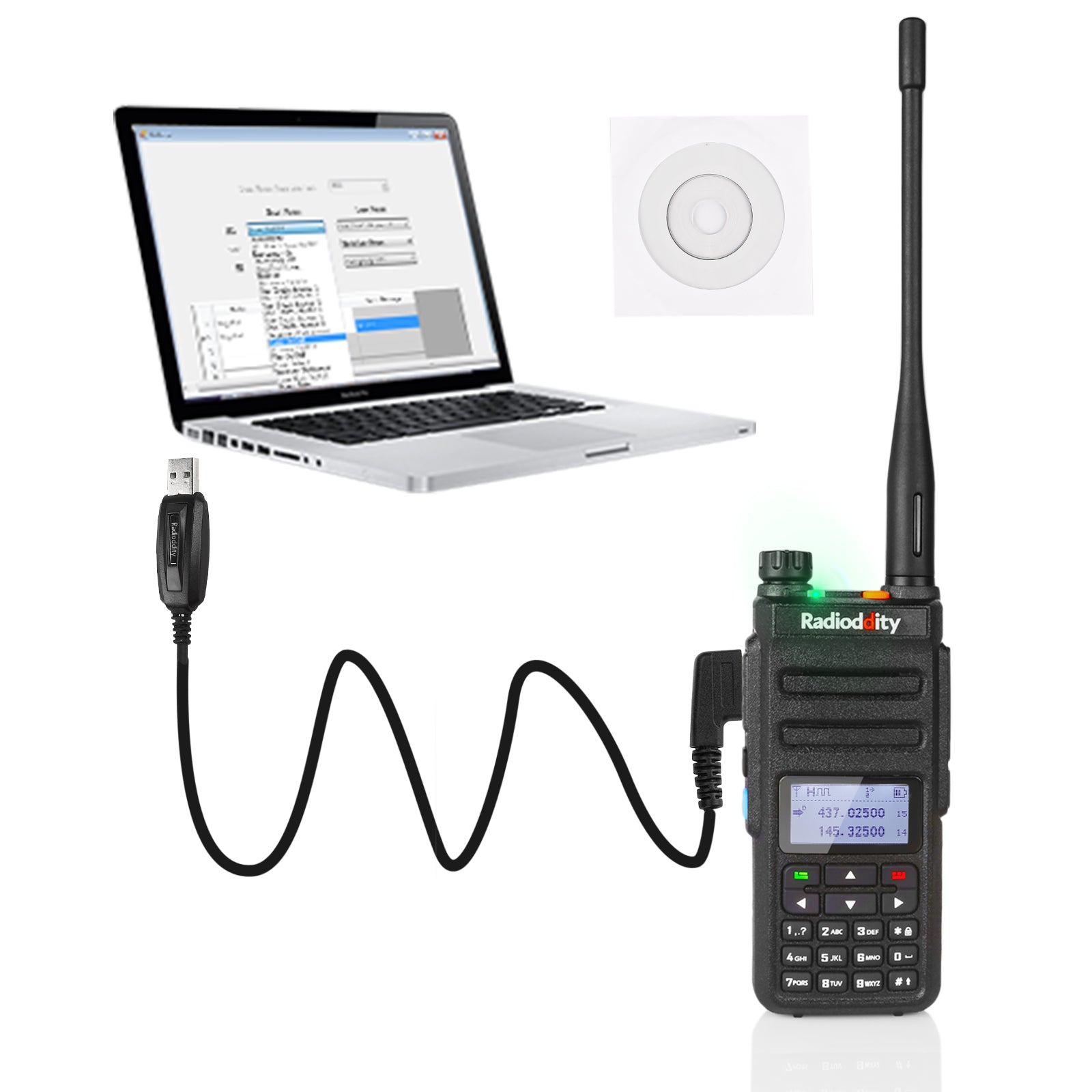 GD 77 DMR Dual Band Two Way Radio with Dual Time Slot & USB Cable - 2 Pack for Business, Security & Outdoor Adventures
