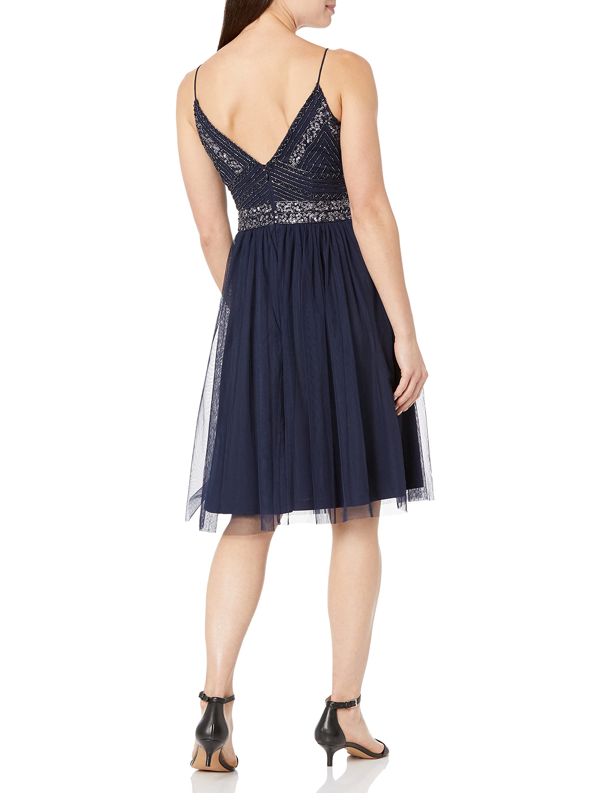 Elegant Marina Women's Beaded Mesh Gown - Formal Evening Dress for Prom, Wedding & Special Occasions
