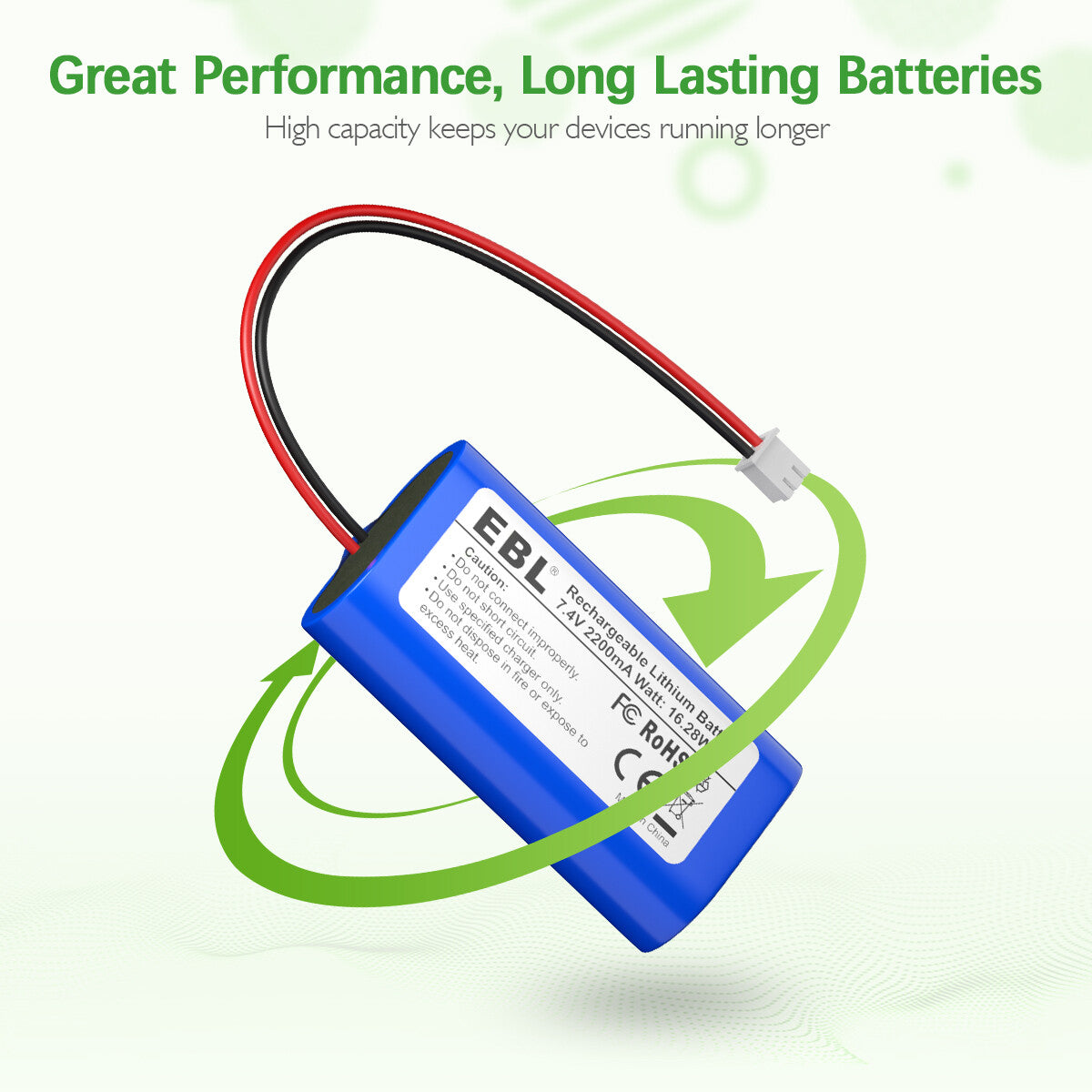 EBL 7.4V 2200mAh Li-ion Rechargeable Battery Pack for RC Cars, Drones, Electronics Toys - Long Lasting Power for Remote Control Vehicles and Gadgets