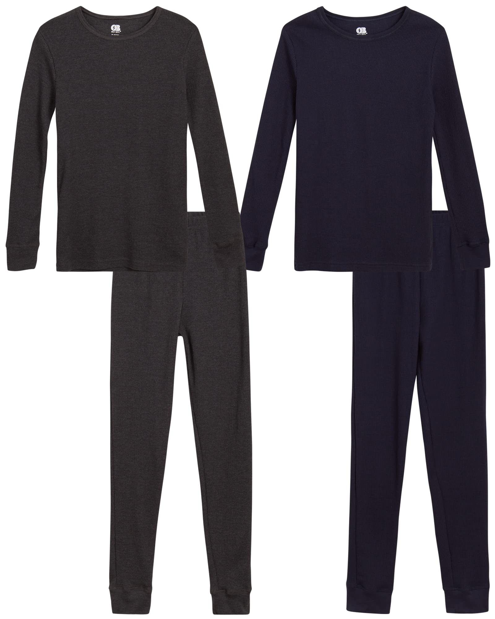 ONLY BOYS' Thermal Underwear Set - 4 Piece Waffle Knit Top & Long Johns (2T-16) | Winter Base Layer for Kids | Warm Outfit for Snow Play, Skiing & Cold Weather Activities