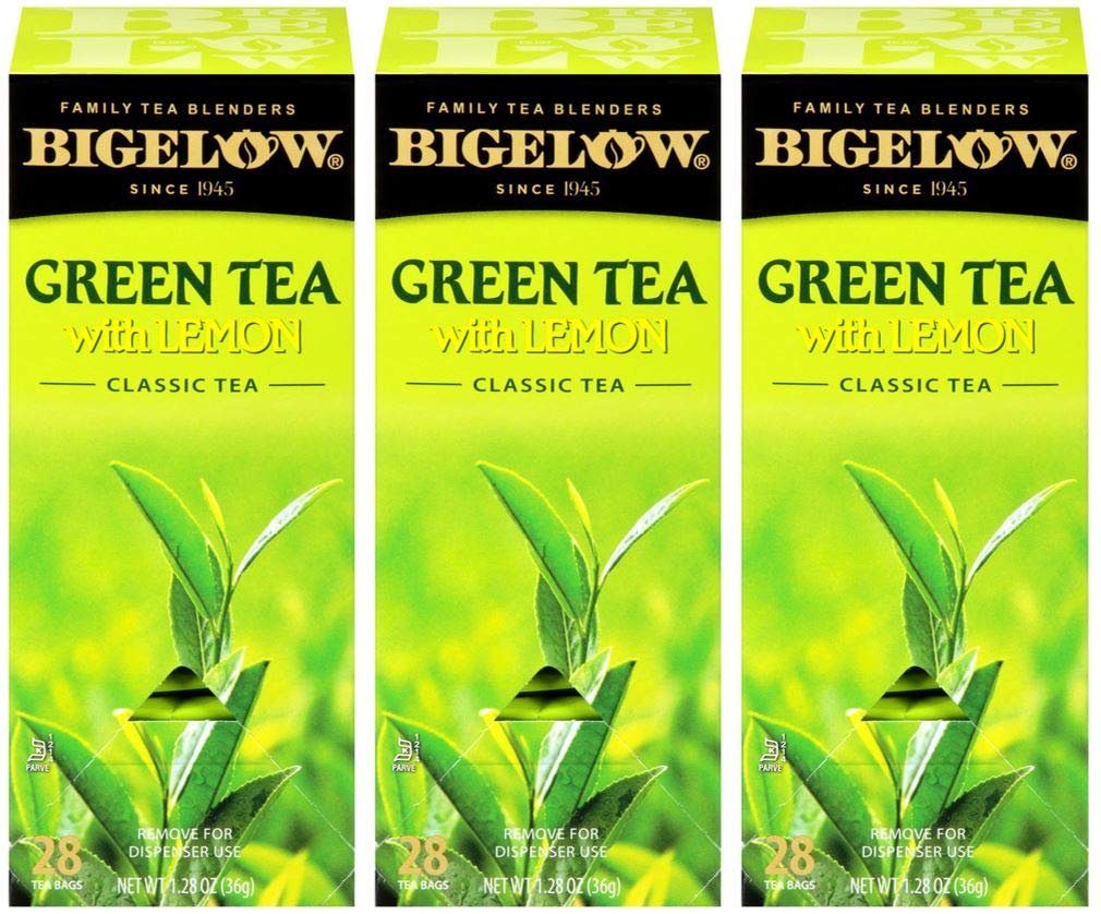 Bigelow Green Tea with Lemon Tea Bags - 28 Count Box (Pack of 3) | Antioxidant-Rich Green Tea with Lemon Peel & Natural Flavors | Perfect for Morning Boost, Afternoon Relaxation & Office Hydration