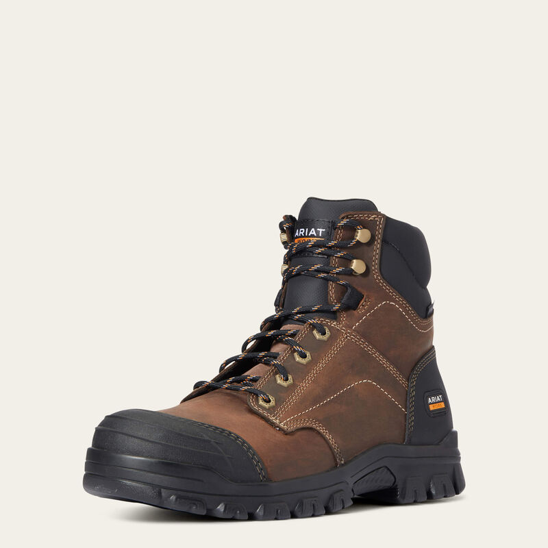 Treadfast 6 Steel Toe Work Boots for Men - OSHA Approved Safety Shoes with Slip & Water Resistant Sole - Ideal for Construction, Warehouse & Industrial Work