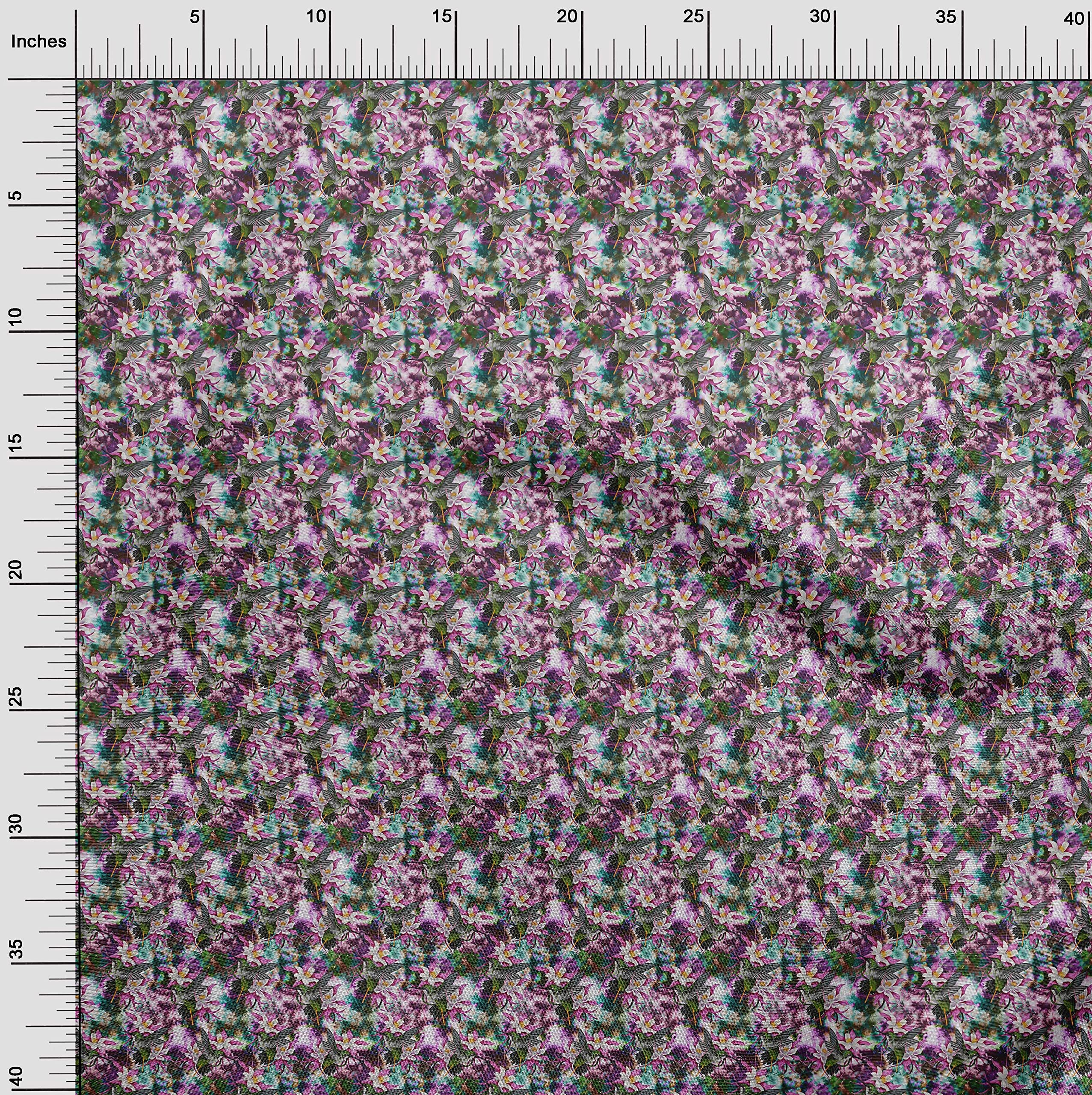 oneOone Cotton Poplin Fuchsia Pink Abstract Bird Print Fabric by The Yard - 42 Inch Wide Material for Dresses, Skirts & DIY Fashion Projects | Perfect for Summer Outfits & Boho Style Clothing