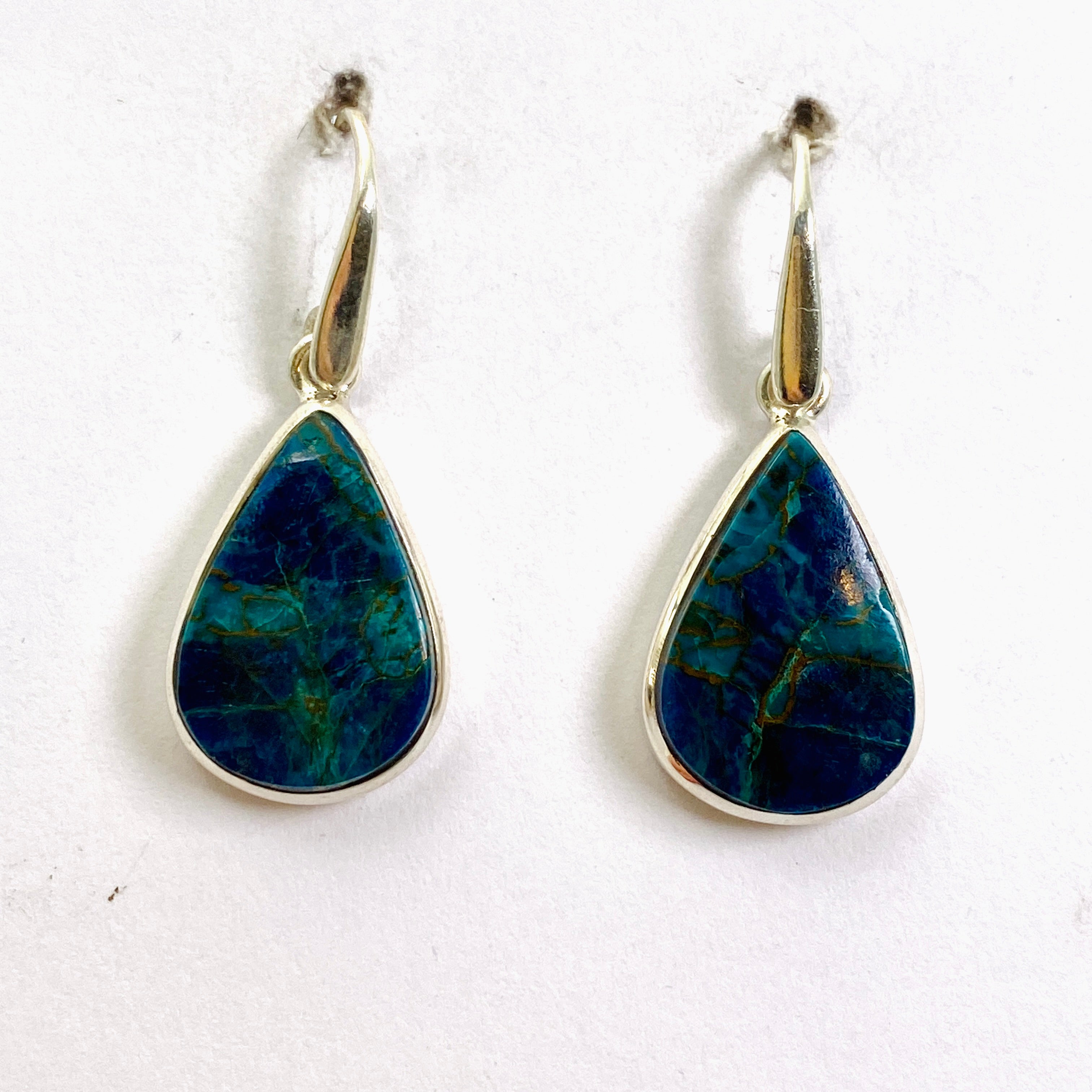 Shattuckite Teardrop Cabochon Earrings - Handmade Blue Gemstone Jewelry for Women | Perfect for Boho Style, Gift Giving & Special Occasions