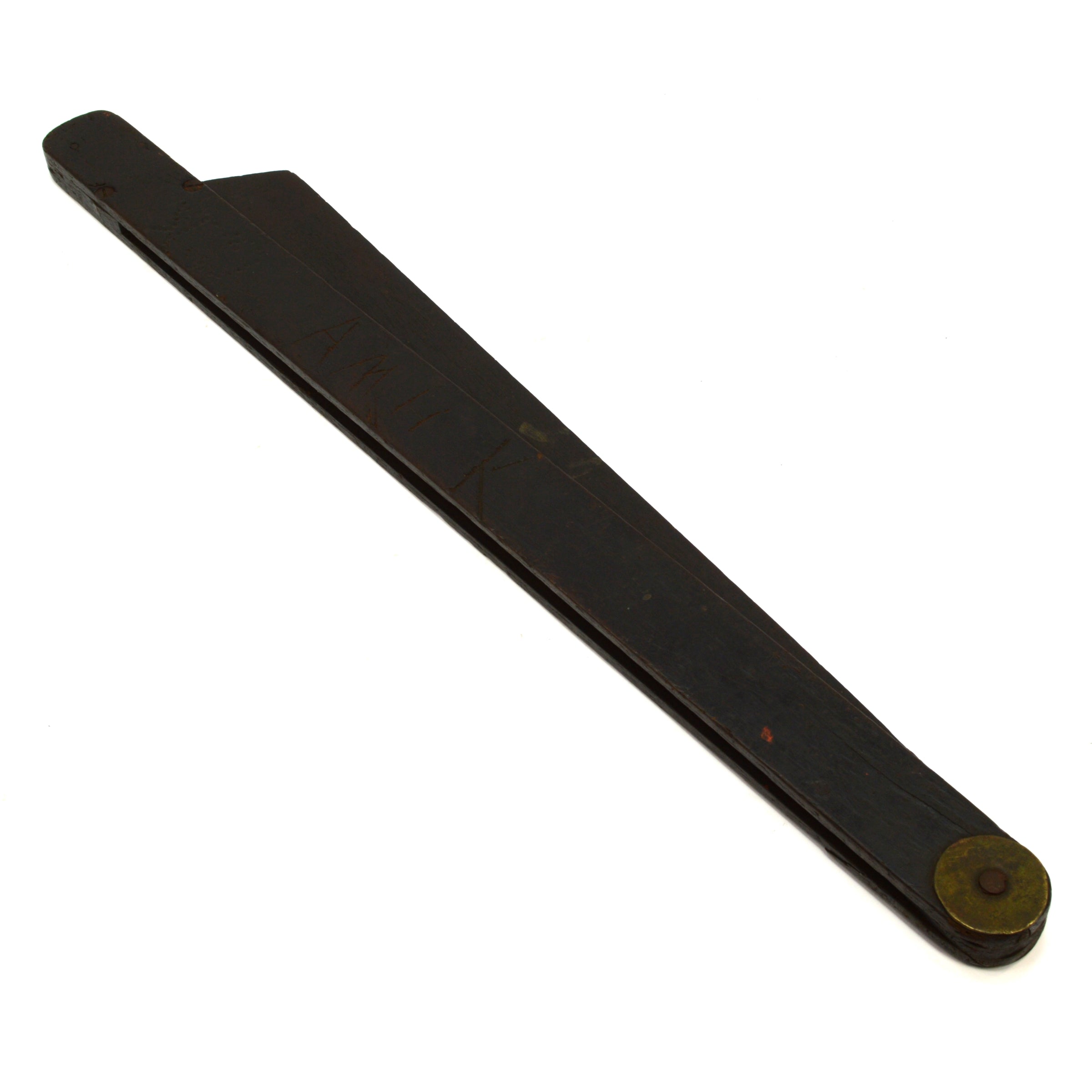 Antique 18th/19th Century Ebony & Brass Shipwright's Bevel - Primitive Shipbuilding Tool for Woodworking, Nautical Decor & Maritime History Enthusiasts