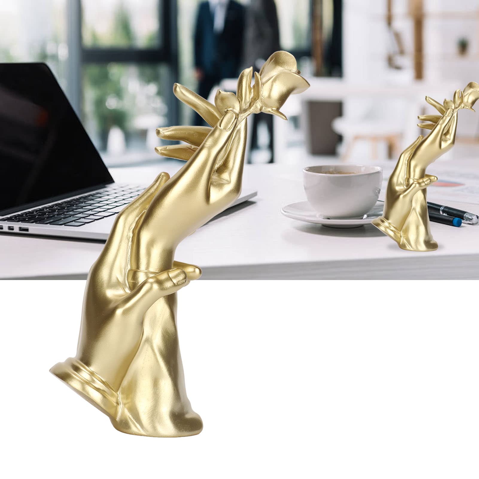 Elegant Hand Held Rose Sculpture - Unique Resin Two-Handed Rose Statue for Home Decor | Perfect for Wedding Centerpieces, Romantic Gifts & Living Room Decorations