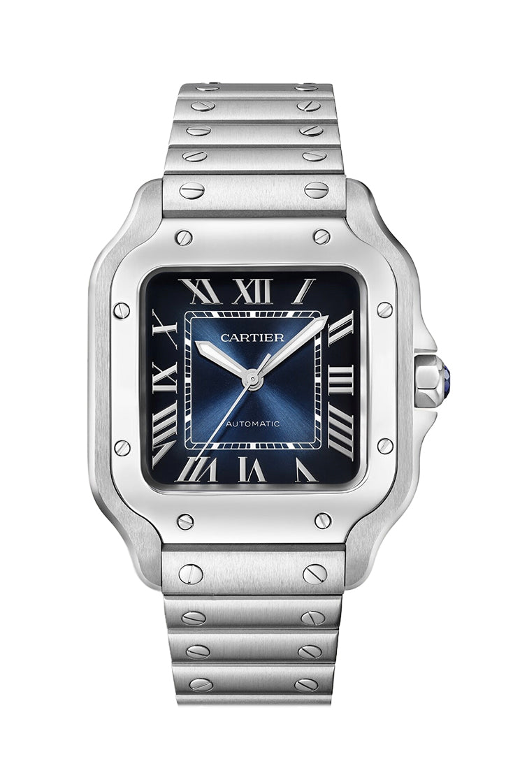 Cartier Santos de Cartier Blue Dial Men's Watch 35.1mm Stainless Steel Case WSSA0063 - Luxury Dress Watch for Business & Formal Occasions