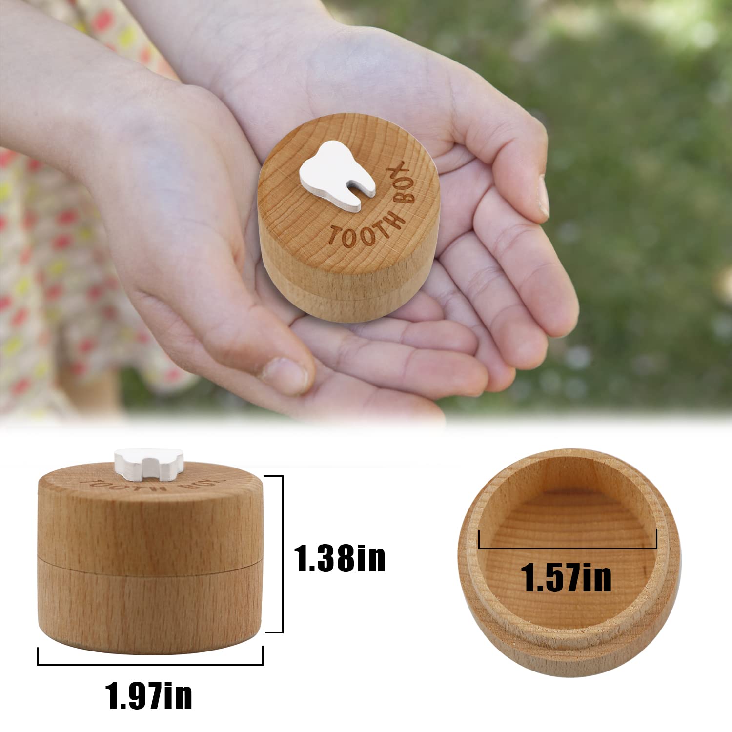 3D Carved Wooden Tooth Fairy Box - Keepsake Storage for Lost Baby Teeth | Perfect Gift for Boys & Girls (2-Piece Set) | Great for First Tooth Milestones & Childhood Memories