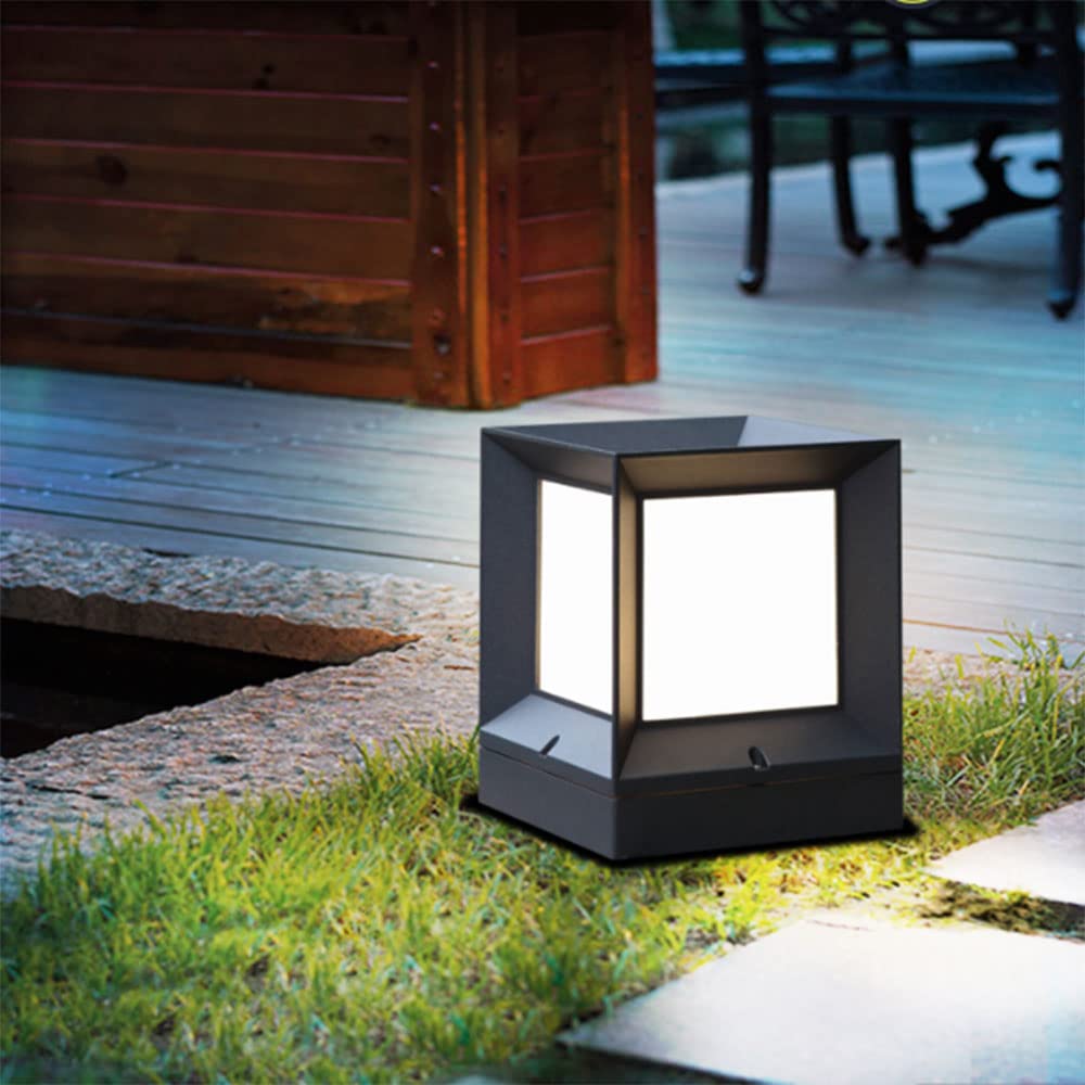 Modern Outdoor Lawn Pillar Light - IP54 Waterproof Landscape Column Light with E27 Base for Patio, Porch, Garden & Fence Lighting | Durable Square Post Light Fixture for Yard, Pathway & Driveway Decoration