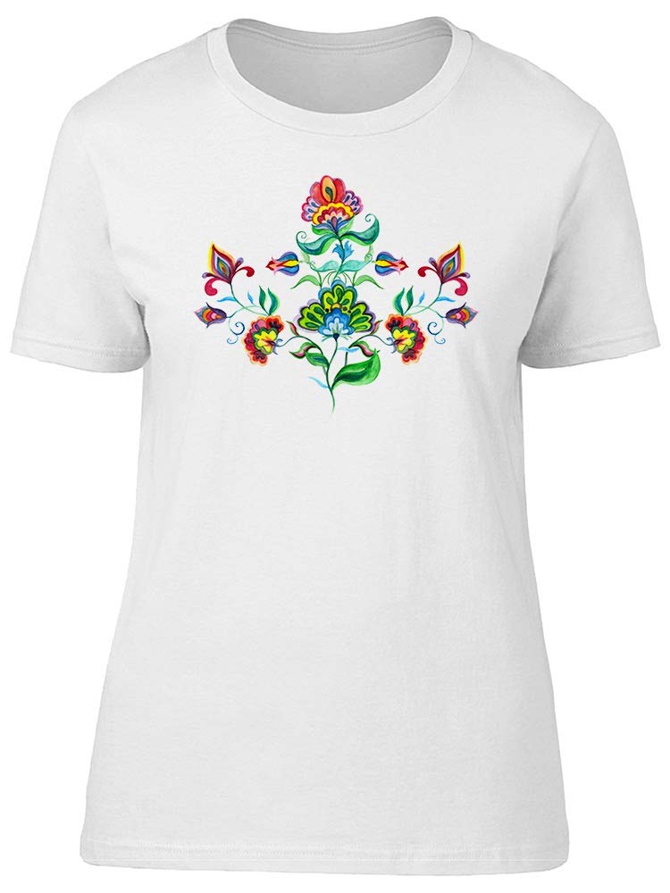 Beautiful Watercolor Folk Flower T-Shirt for Women - Soft & Stylish Casual Tee - Perfect for Everyday Wear, Outings & Boho Fashion