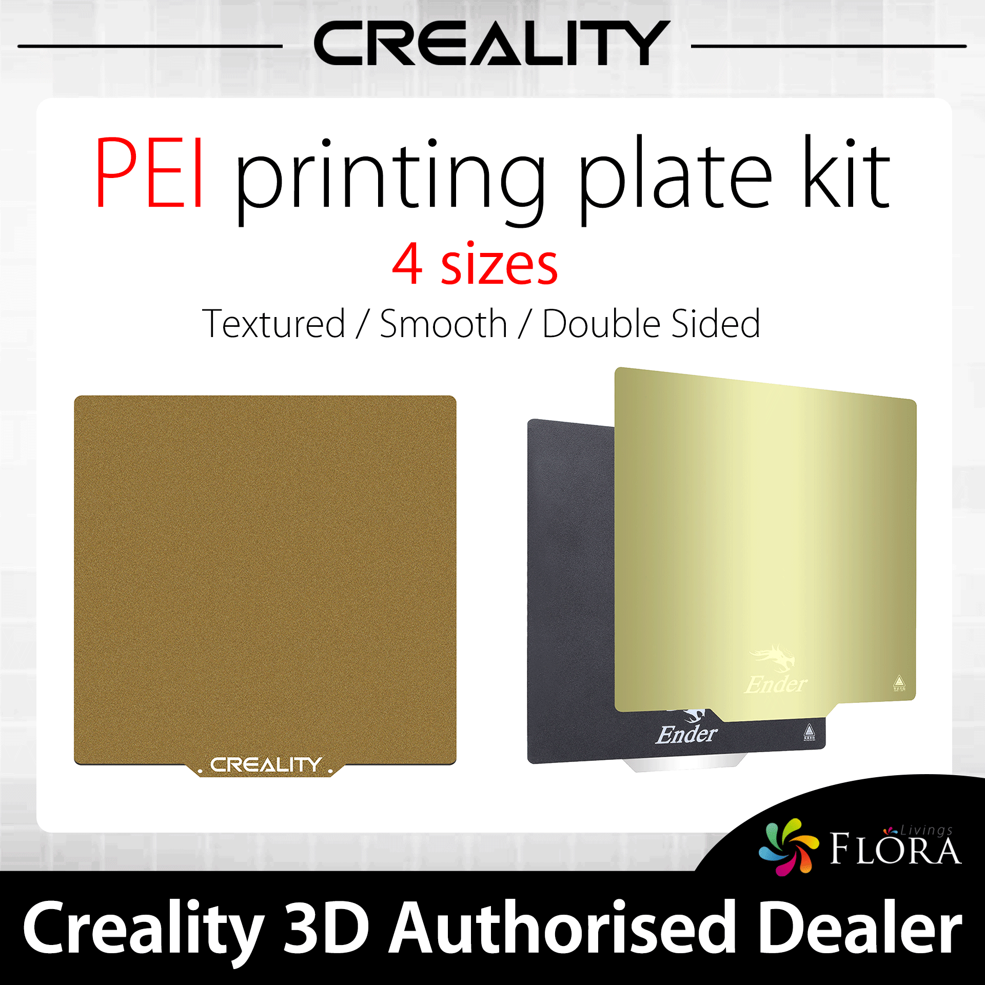 Creality PEI 3D Printer Magnetic Bed Plate Kit - Frosted/Glossy/Double-Sided Surface (235x235mm, 255x245mm, 320x310mm, 377x370mm) for Smooth Printing & Easy Removal | Perfect for PLA, ABS, PETG Filaments