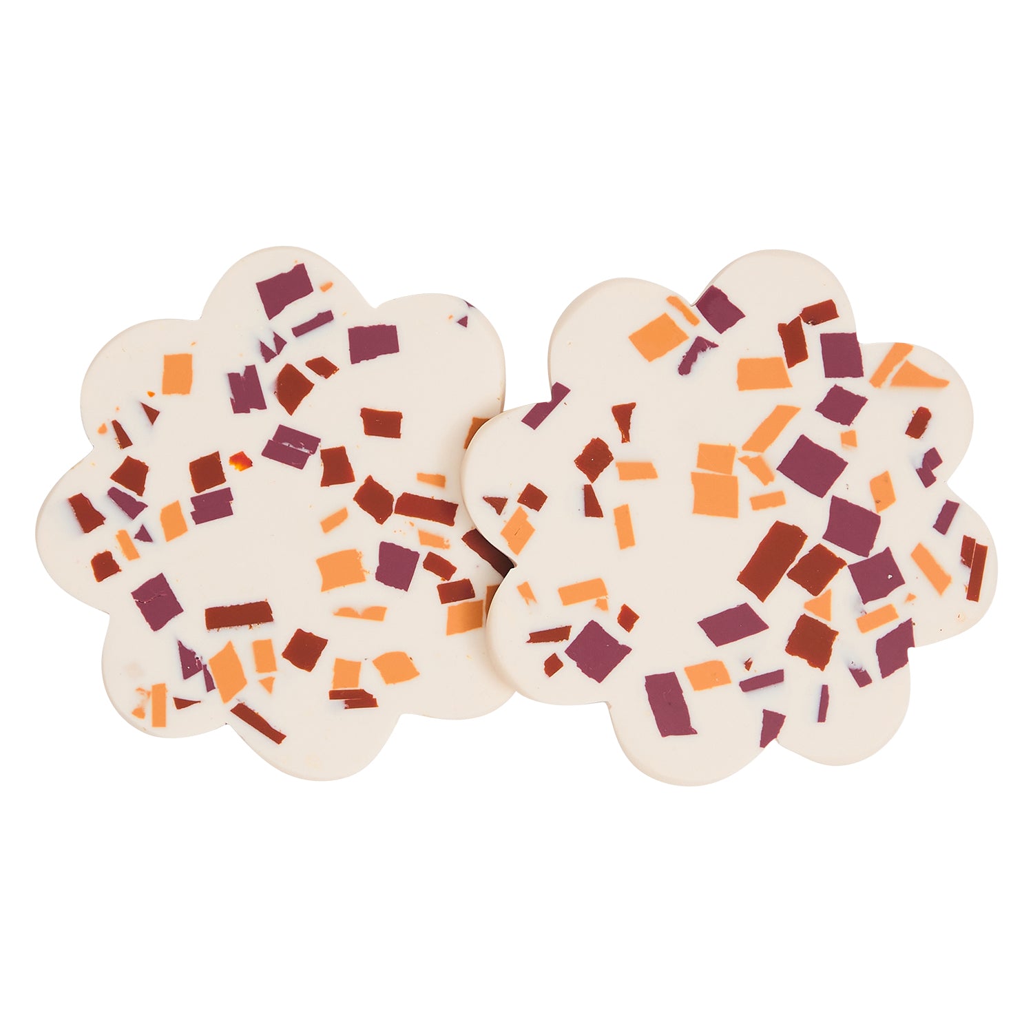 Cecilia Coasters Set of 2 - Premium Nougat Terrazzo Stone Drink Coasters for Coffee Tables, Bars & Home Decor - Absorbent & Durable Coaster Pads for Hot & Cold Beverages