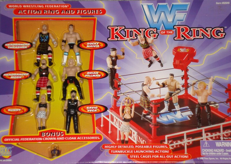 1998 WWF Jakks Pacific Mini Slammin' Action King of the Ring Wrestling Playset with Action Figures - Perfect for Collectors & Kids' Wrestling Matches