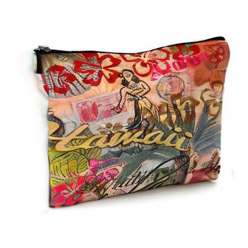 Vintage Hawaiian Hula Flower Makeup Bag - Rustic French Style Travel Cosmetic Pouch with Zipper, Waterproof Toiletry Case for Women | Perfect for Beach Vacation, Gym, Business Trips & Daily Essentials Organization