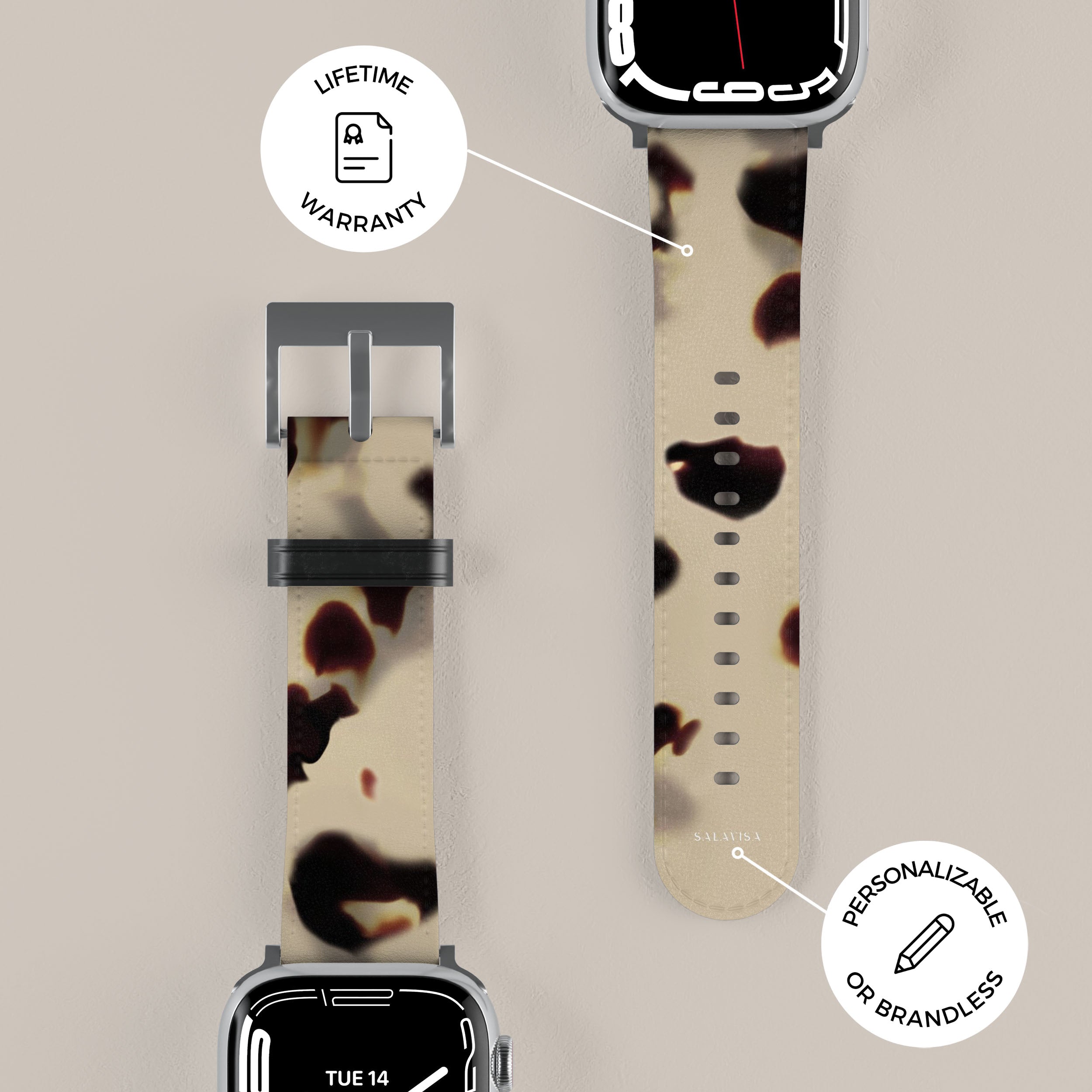 Premium Genuine Leather Apple Watch Band - Soft Tortoise Crème Strap for Comfort & Style | Perfect for Workouts, Office & Everyday Wear