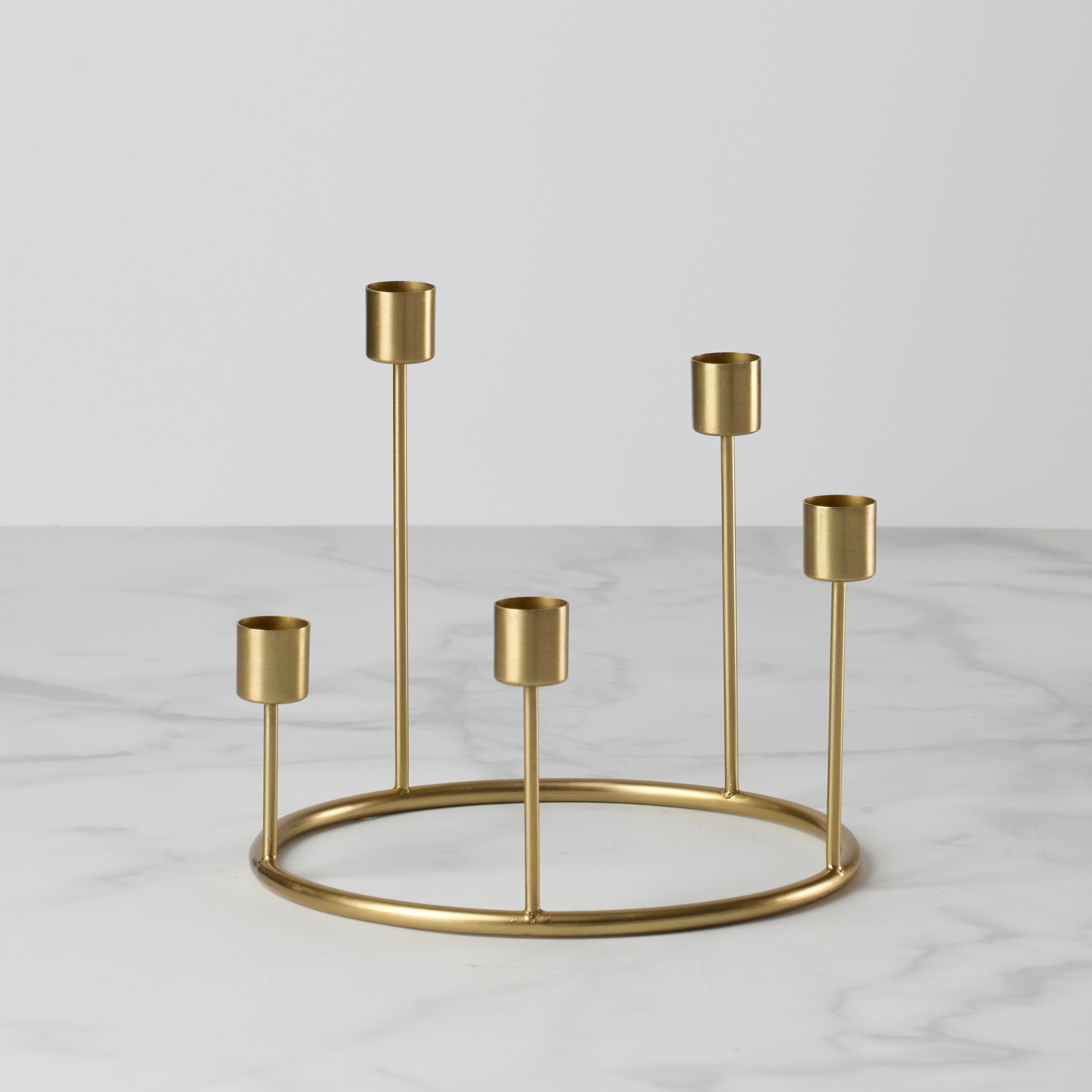 Kent Small Gold Candlestick Wreath - Elegant Table Decor for Weddings, Holidays & Home Centerpieces
