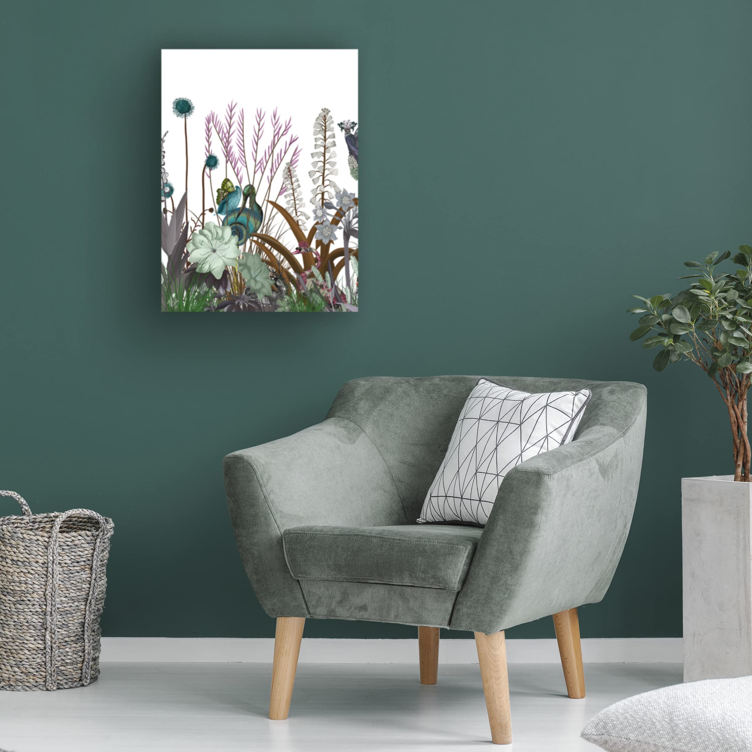 Trademark Fine Art 'Wildflower Bloom Snail Bird' Canvas Wall Art Print by Fab Funky - Vibrant Nature Decor for Living Room, Bedroom & Office