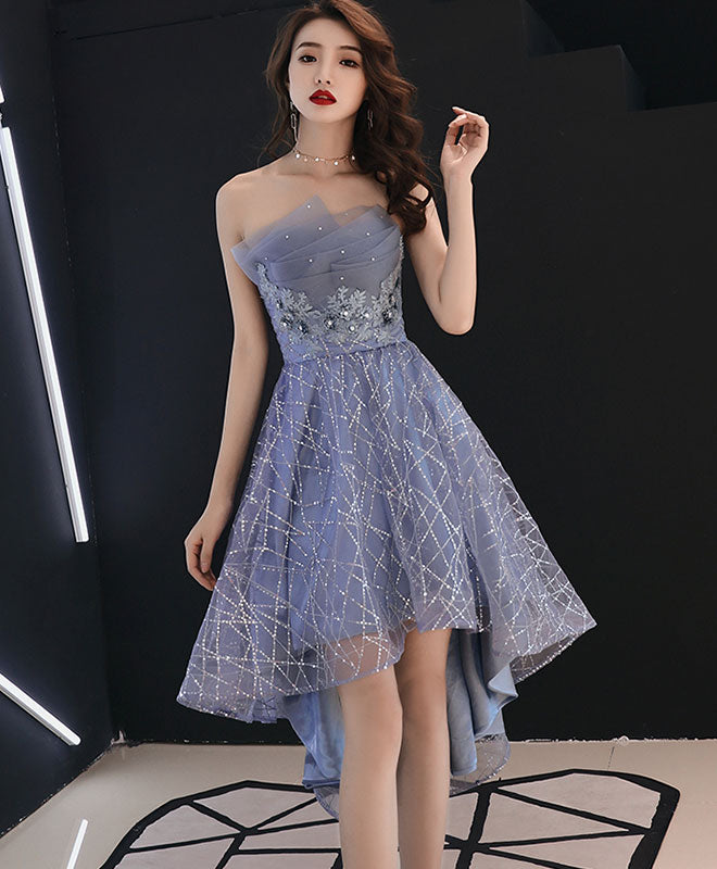 Elegant Blue Tulle Lace Short Prom Dress | Formal Evening Gown for Homecoming, Party & Special Occasions