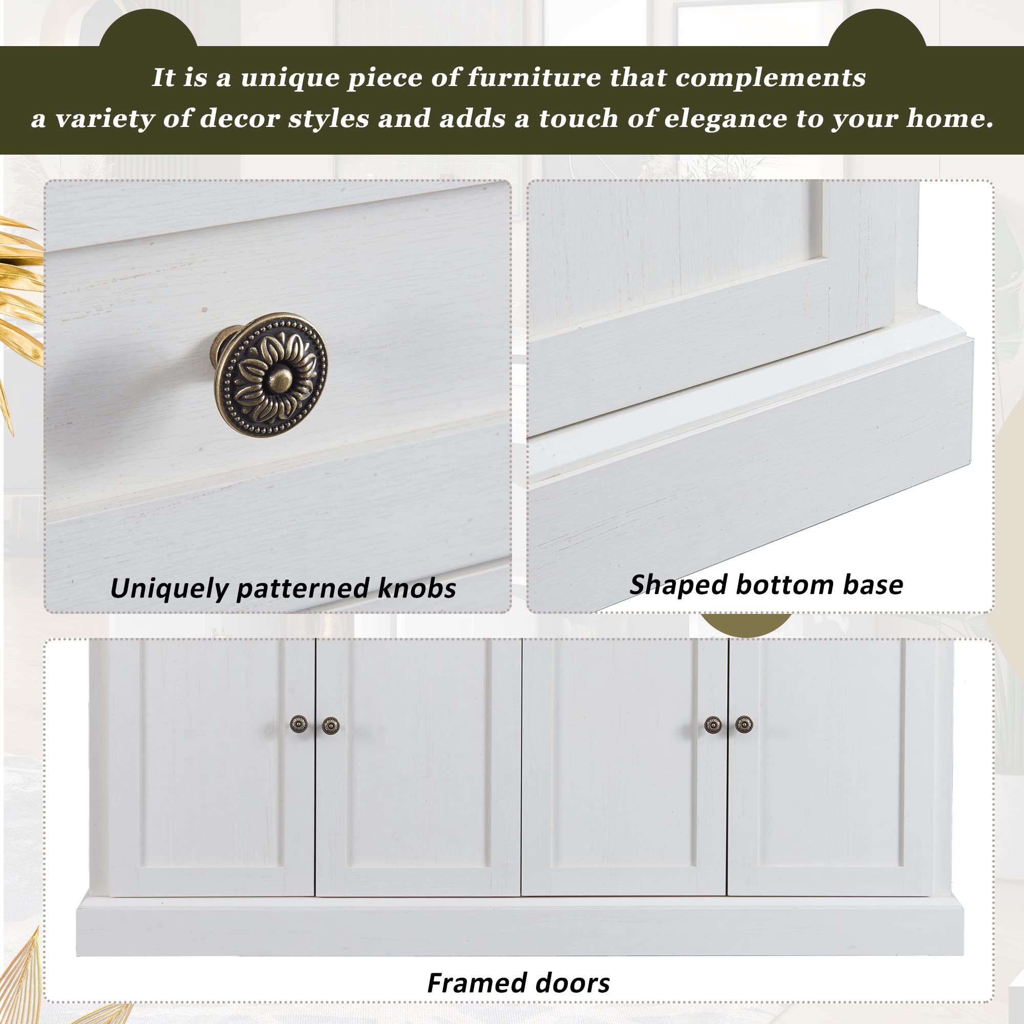 Quarte Kitchen Sideboard Buffet Cabinet - 2 Drawers & 4 Doors Storage with Adjustable Shelves, Floor Standing Console Table for Dining Room, Living Room | Perfect for Home Organization & Entertaining Guests