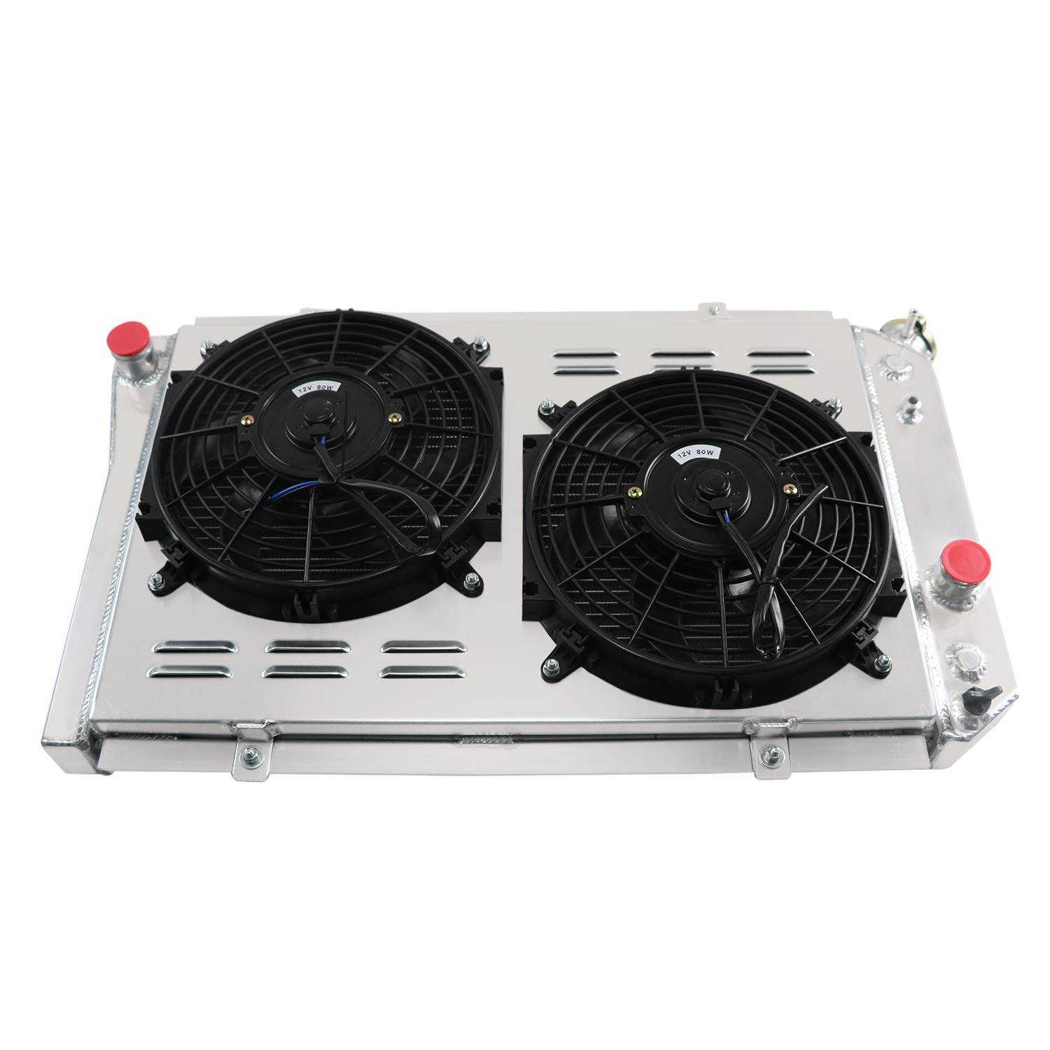 High-Performance 3-Row Aluminum Radiator for 1982-2002 Chevy S10 Blazer Corvette 5.7L V8 - Includes Cooling Fan, Shroud & Relay Kit - Perfect for Off-Roading, Towing & Hot Weather Driving