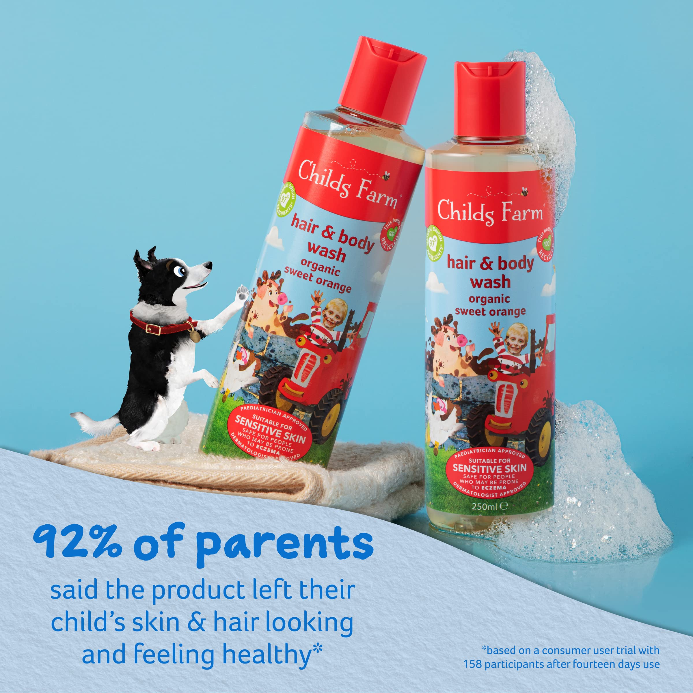Organic Sweet Orange Hair & Body Wash for Kids by Childs Farm - 250ml | Gentle & Natural Baby Bath & Shower Gel for Sensitive Skin | Perfect for Daily Use & Travel