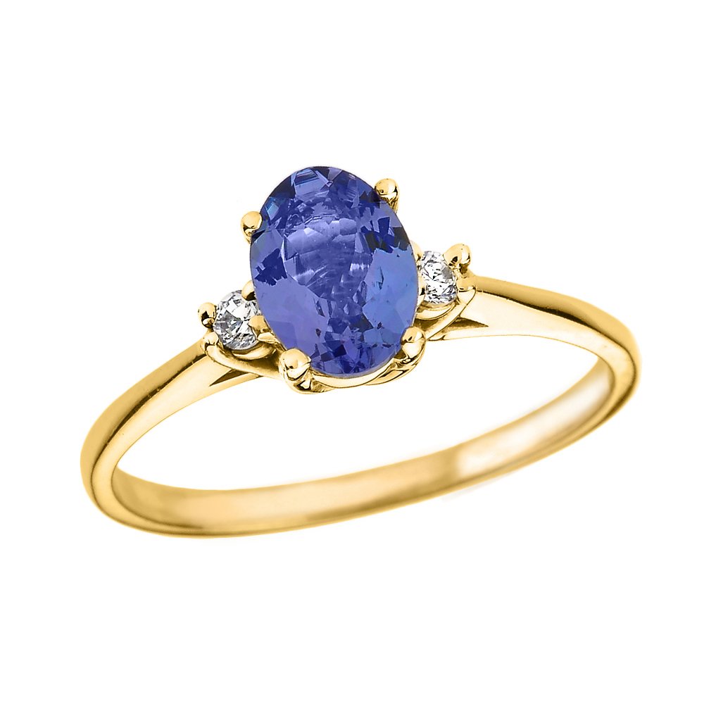 10k Yellow Gold Tanzanite and Diamond Engagement Ring for Women - Perfect for Proposals, Anniversaries & Special Occasions