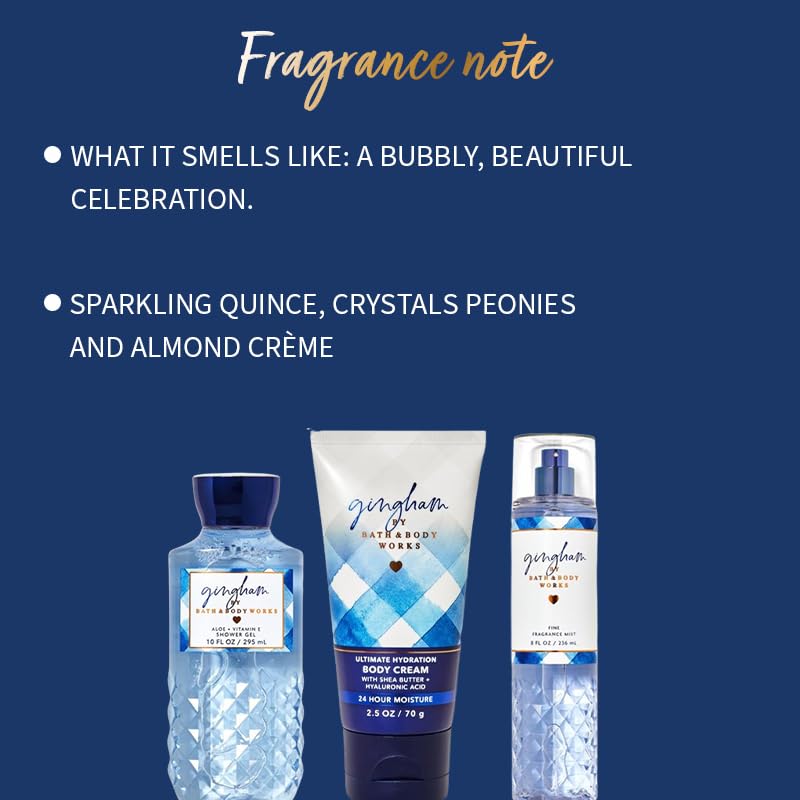 Bath & Body Works Gingham Body Cream for Women - 8oz (226g) | 24-Hour Moisturizing & Hydrating | Lightweight & Fast-Absorbing | Perfect for Daily Skincare Routine & Gift Giving