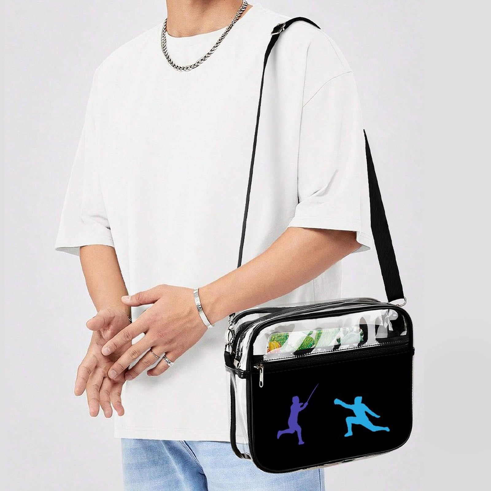 Clear Stadium Bag - Transparent Messenger Shoulder Bag with 2 Compartments, Crossbody Purse for Sports Events, Concerts & Travel | Waterproof & Secure