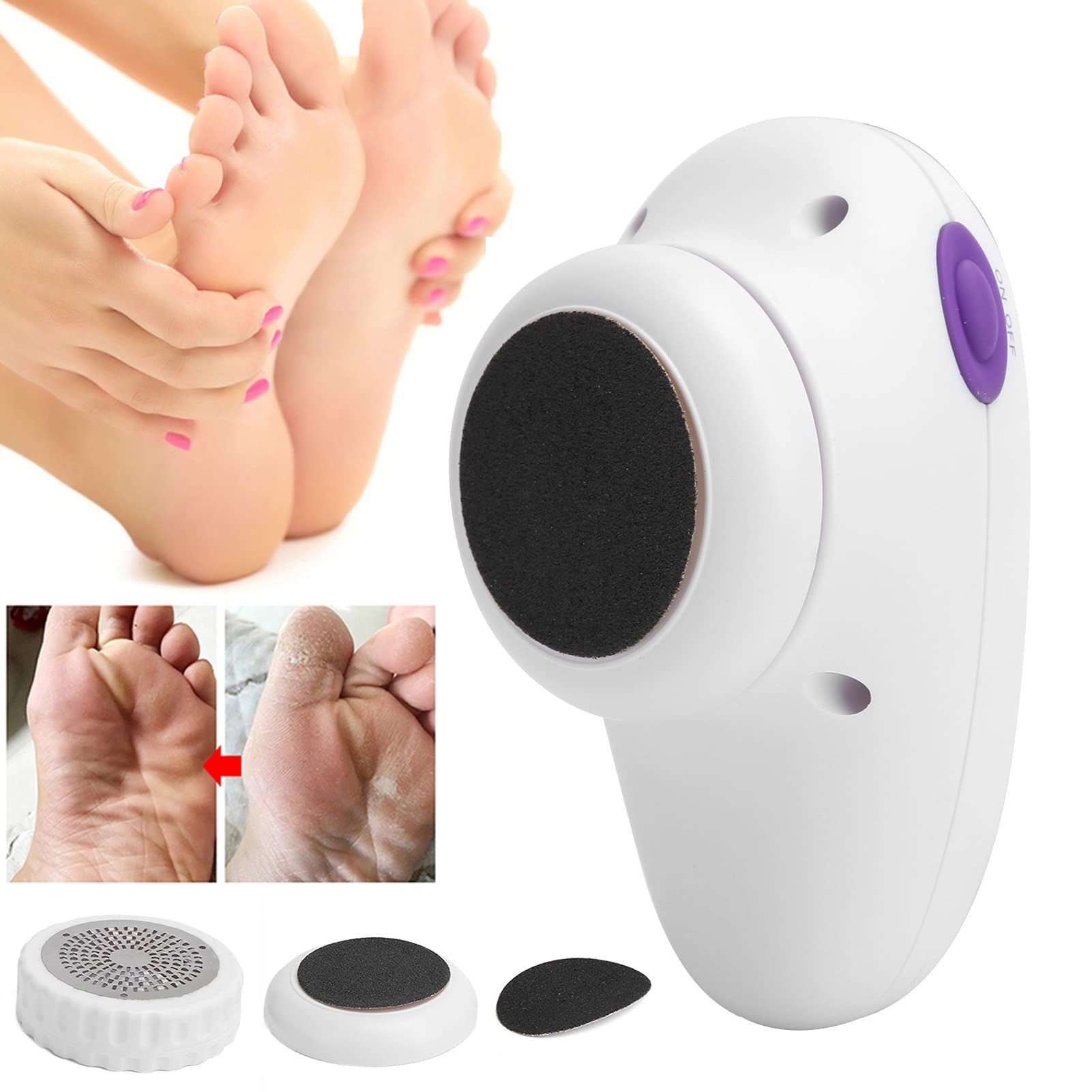 Electric Callus Remover for Feet - Rechargeable Foot File & Grinder for Cracked Heels, Dead Skin & Hard Calluses - Perfect for Pedicures, Home Foot Care & Smooth Feet (Portable & Easy to Use)