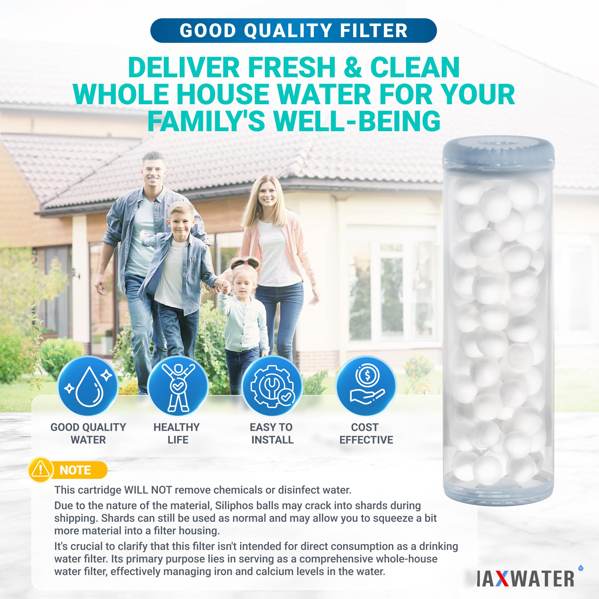 **Max Water Siliphos Anti-Scale Filter Media - 5 Lbs (5-Pound Bag) with Clear Housing | Prevents Limescale in Pipes & Appliances | Ideal for Water Softeners, Boilers & Dishwashers**
