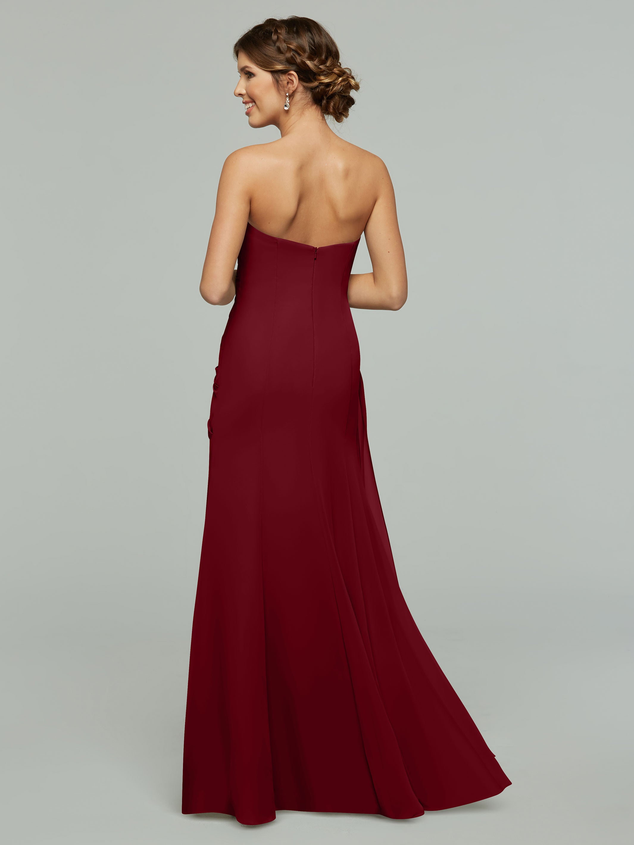Elegant Strapless Sweetheart Chiffon Bridesmaid Dress with Ruching - Perfect for Weddings, Formal Events & Special Occasions