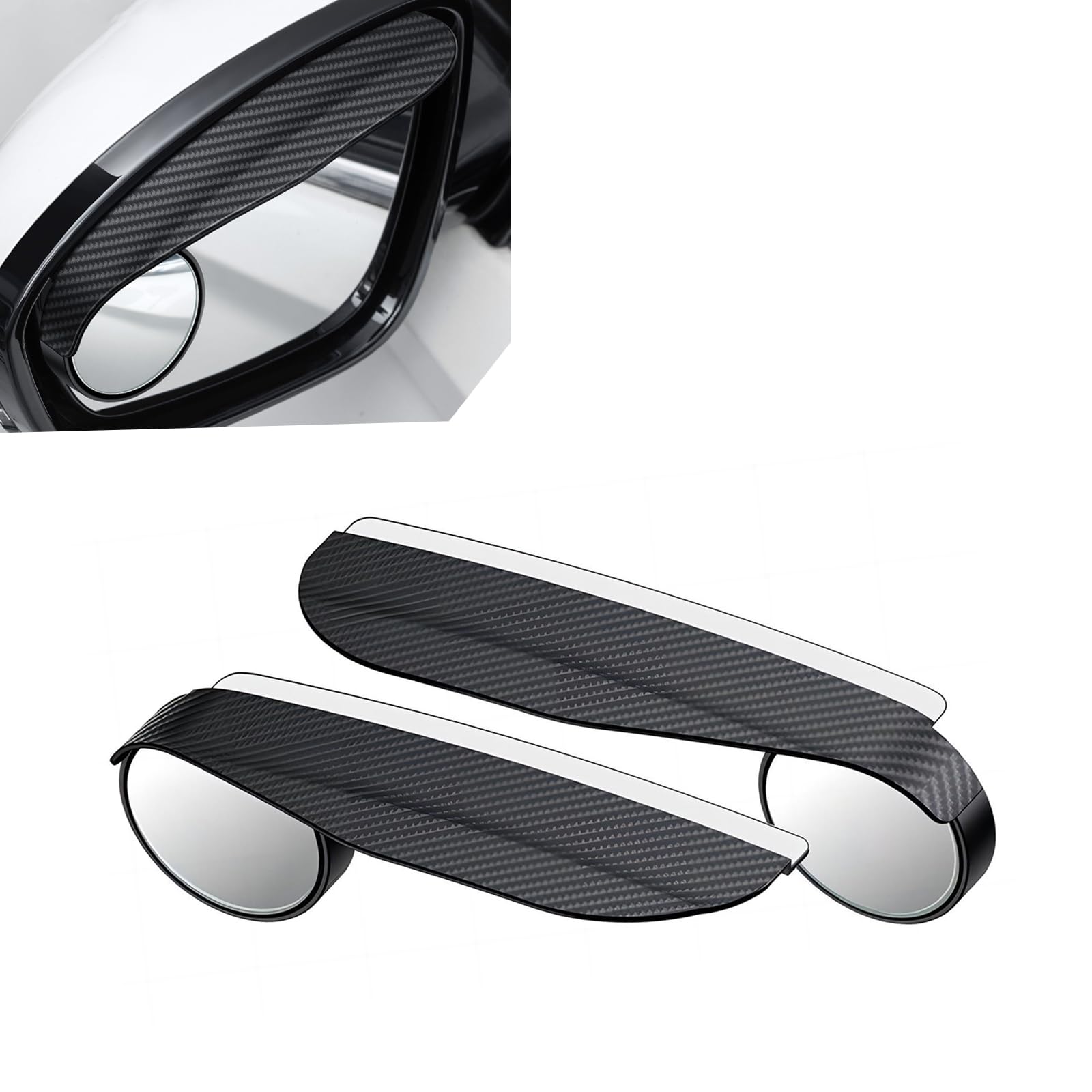 2PCS Universal Car Rearview Mirror Eyebrows - Waterproof ABS for Rain Protection (Carbon Fiber Black) - Perfect for SUVs & Sedans