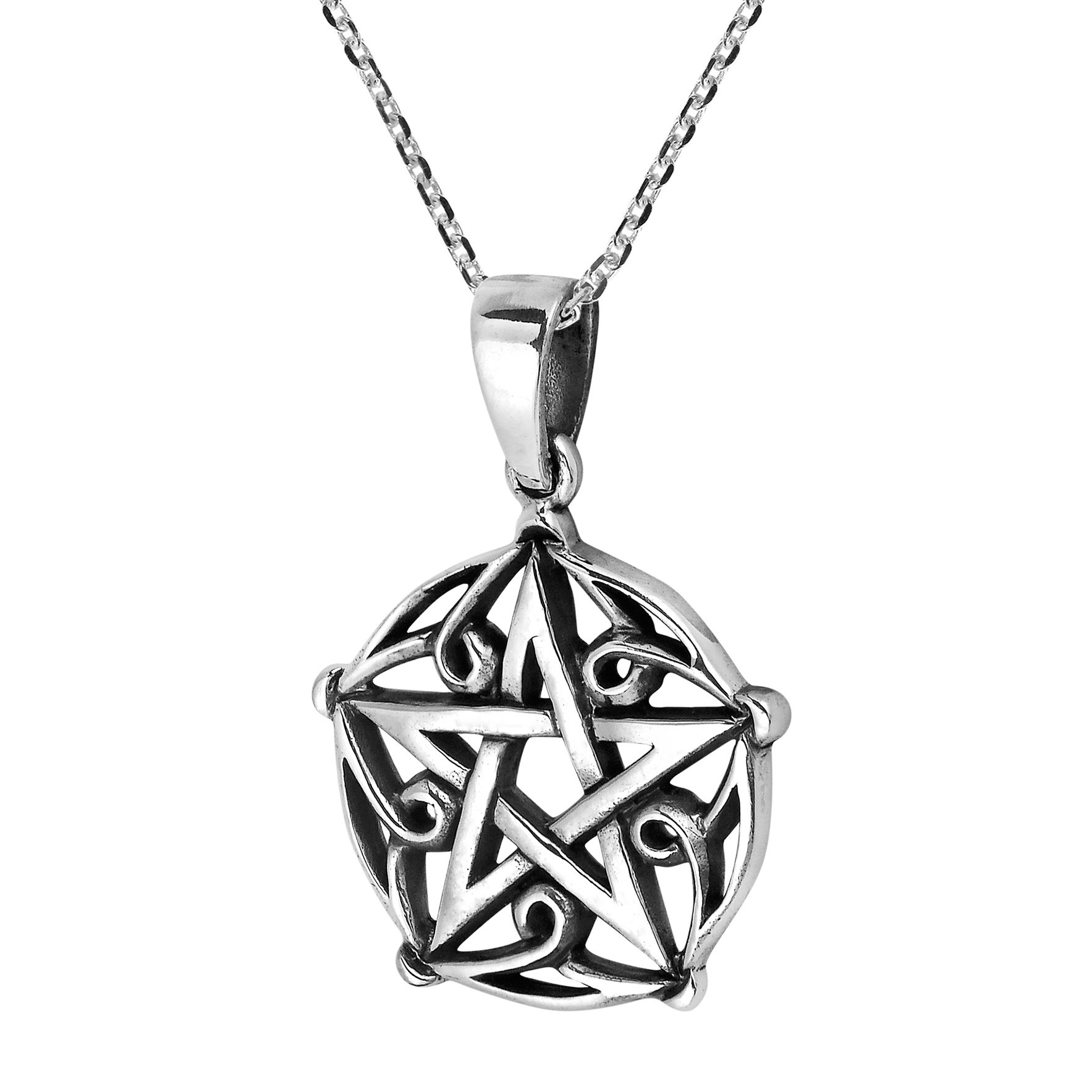 AeraVida Gothic Pentagram of Brisingamen .925 Sterling Silver Pendant Necklace - Witchy Jewelry for Women, Pagan Necklace, Wiccan Jewelry, 18 Inch Chain - Perfect for Rituals, Spiritual Protection & Gothic Fashion