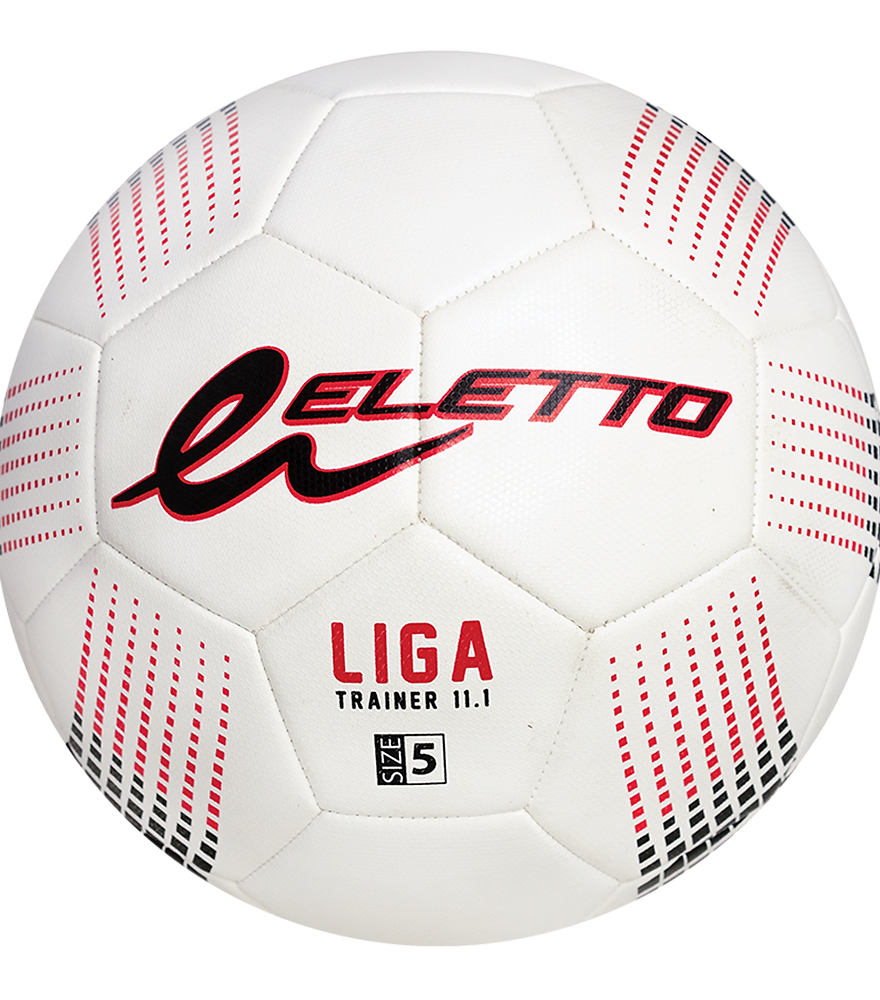 Eletto White Red Black Liga Trainer 11.1 Soccer Ball - Official Size 5 Match Football for Training & Games - Perfect for Practice, Matches, and Backyard Play