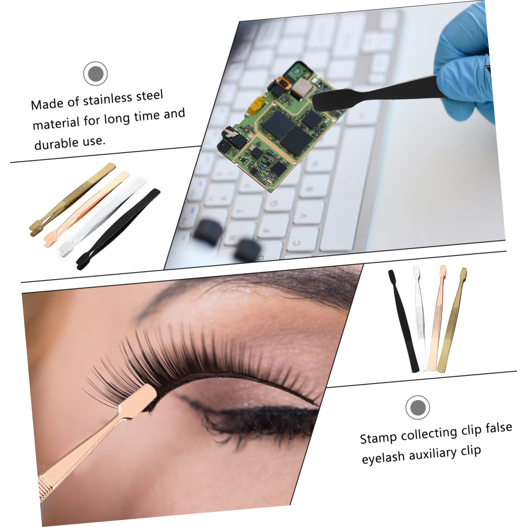 STOBOK 16-Piece Stainless Steel Stamp Collecting Tweezers Set - Round Tipped Philatelic Tweezers for Precise Handling, Letter Stamps, Soldering & Crafting | Perfect for Stamp Collectors, Jewelry Making & Electronics Repair
