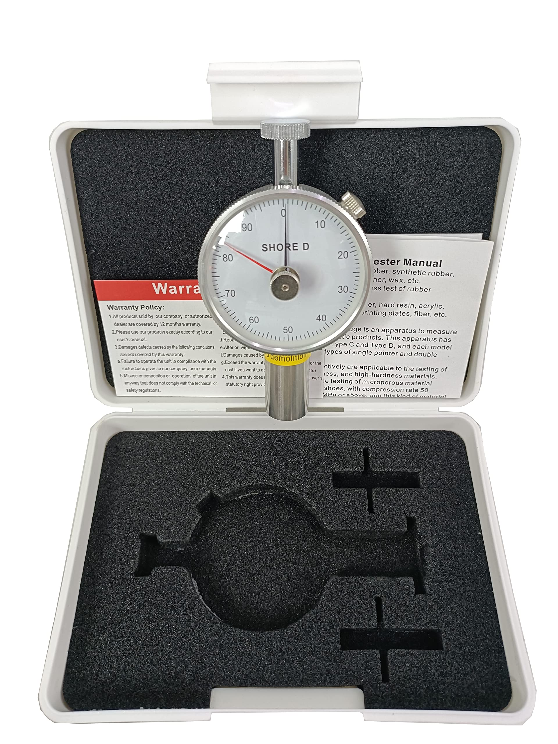 Professional Shore D Hardness Tester Meter - Digital Durometer 0-100HD with Dual Needle for Rubber, Plastic & Foam - Ideal for Quality Control in Manufacturing & Material Testing Labs