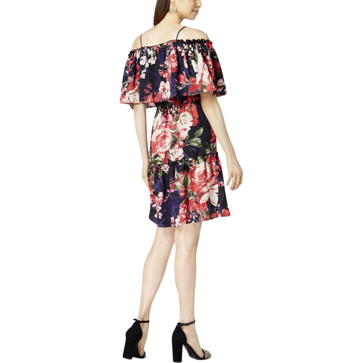 CONNECTED APPAREL Women's Floral Print Tiered Off-Shoulder Summer Dress - Perfect for Beach Vacation, Date Night & Outdoor Parties