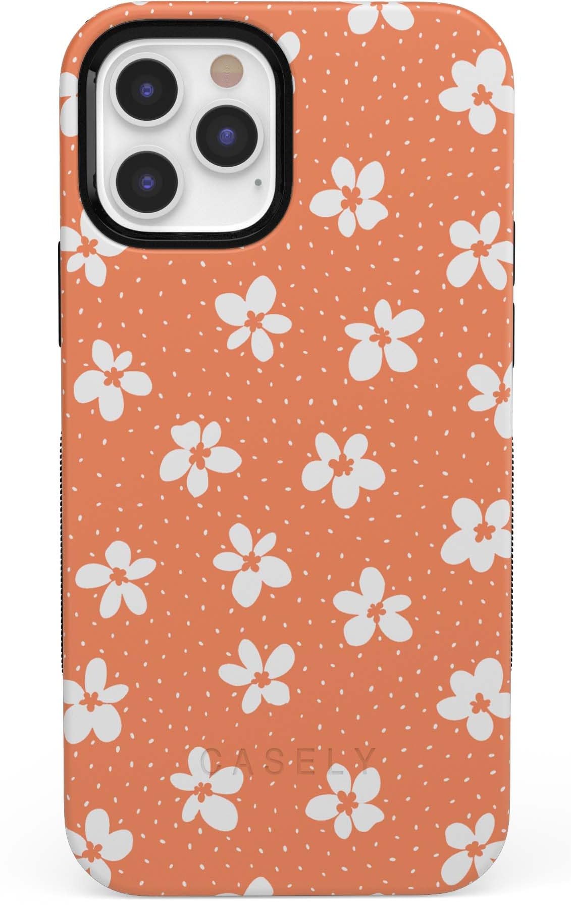 Casely iPhone 11 Pro Case - Floral Design Protective Cover with Burnt Orange Flowers | Slim Fit Shockproof Phone Cover for Women & Girls | Perfect for Everyday Use, Work & Travel