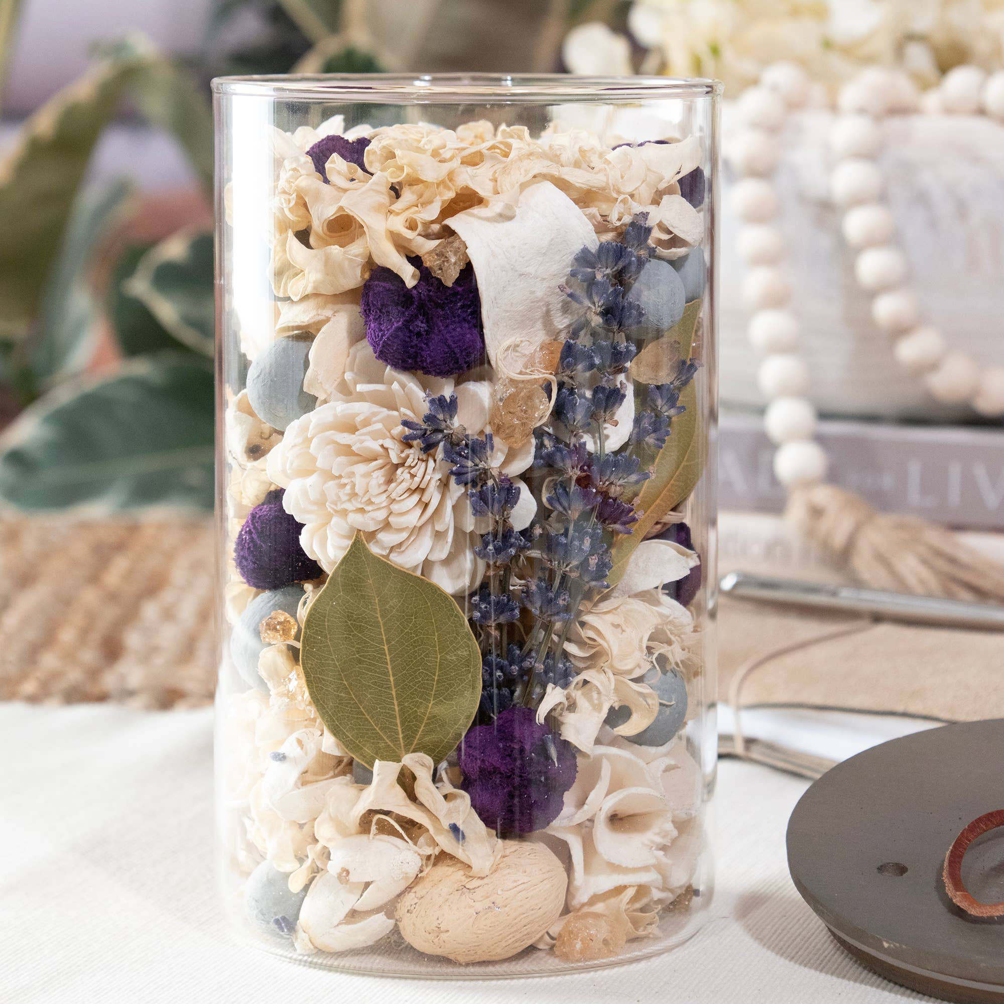 Natural Amber Lavender Potpourri Jar - Handmade Aromatherapy Scented Jar for Home Decor, Relaxation & Gifts | Perfect for Living Room, Bedroom & Bathroom