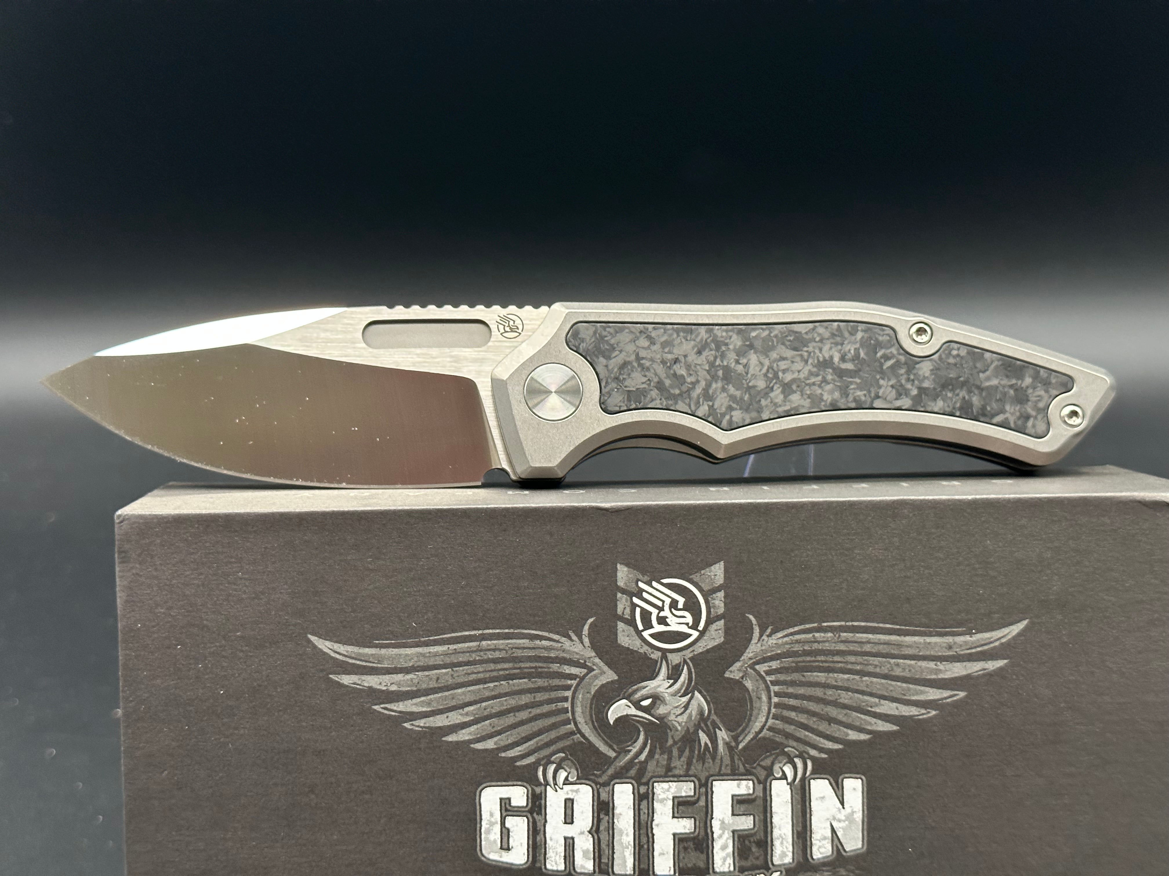 Griffin Company Scout F3 Titanium Carbon Fiber Handle M390 Blade EDC Folding Knife - Perfect for Camping, Hiking & Outdoor Survival Gear