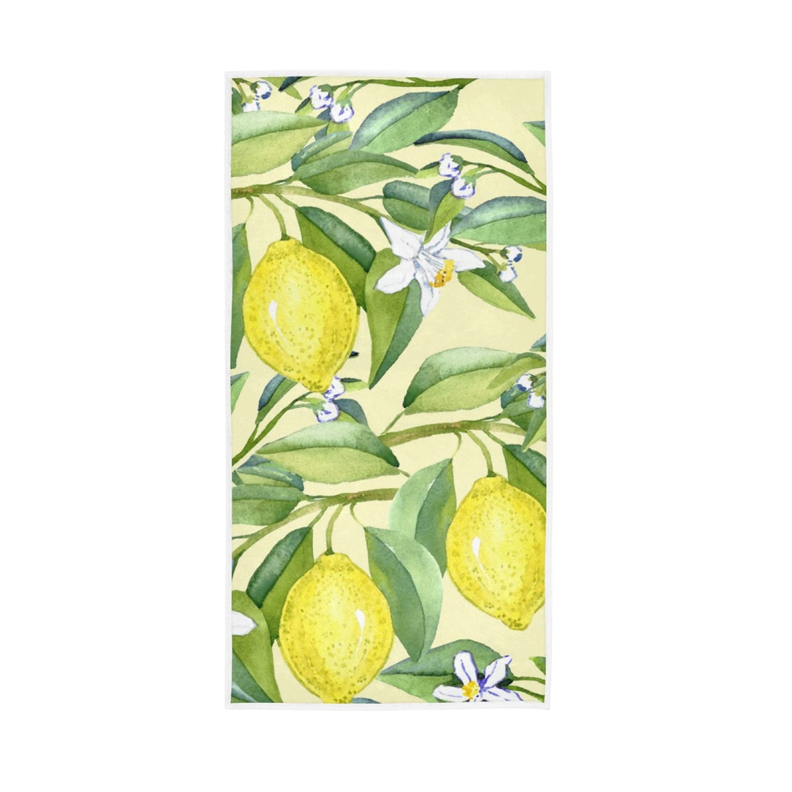 Premium Lemon Branches & White Flowers Hand Towels - 15x30 Inch Soft Bath Towels for Guest Bathroom Decor | Perfect for Farmhouse, Coastal, or Vintage Home Decor