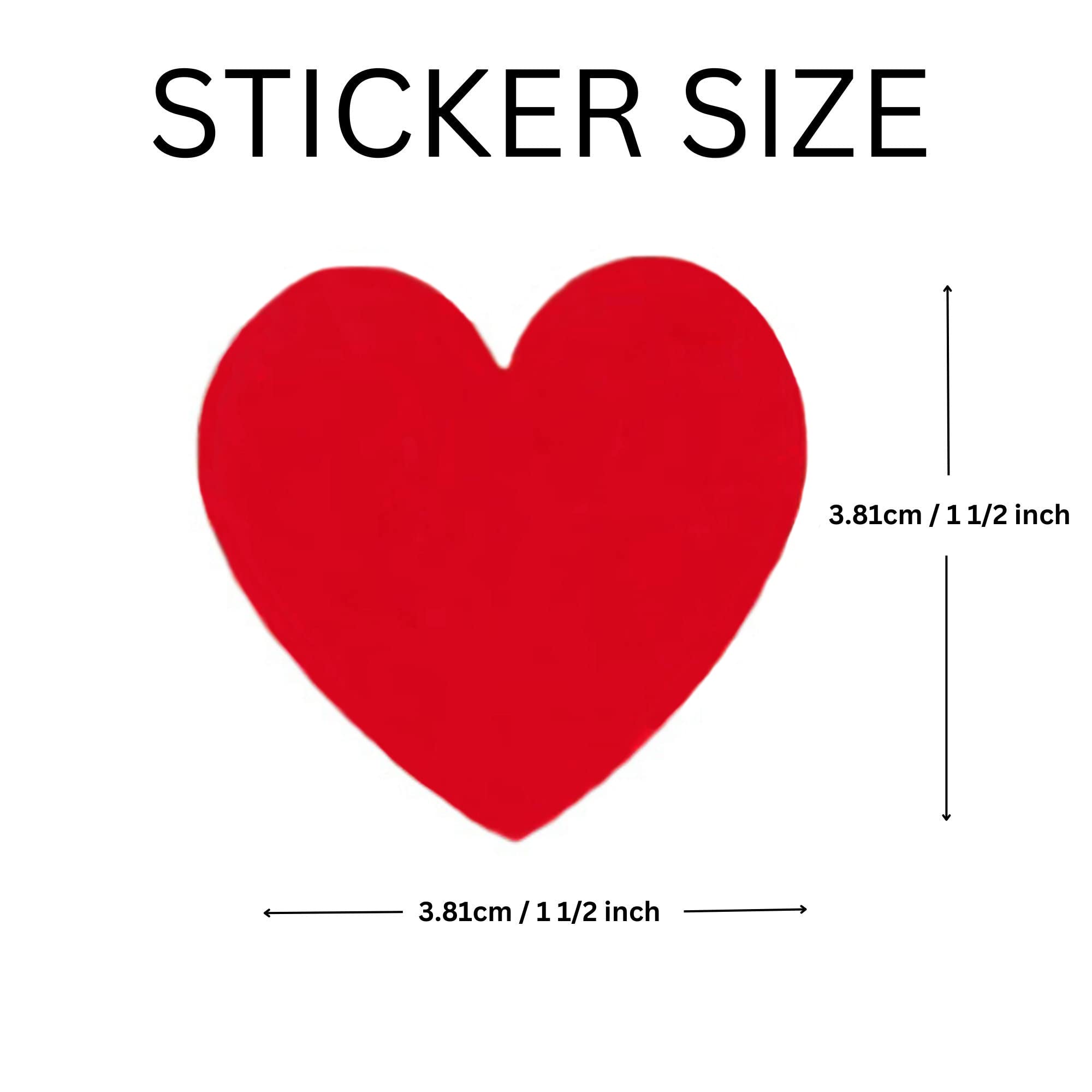 250 Large Red Heart Shaped Stickers - Bulk Roll of Self-Adhesive Valentine's Day Decals for Crafts, Scrapbooking & Heart Awareness Events (Perfect for Classroom, DIY Projects & Party Decorations)