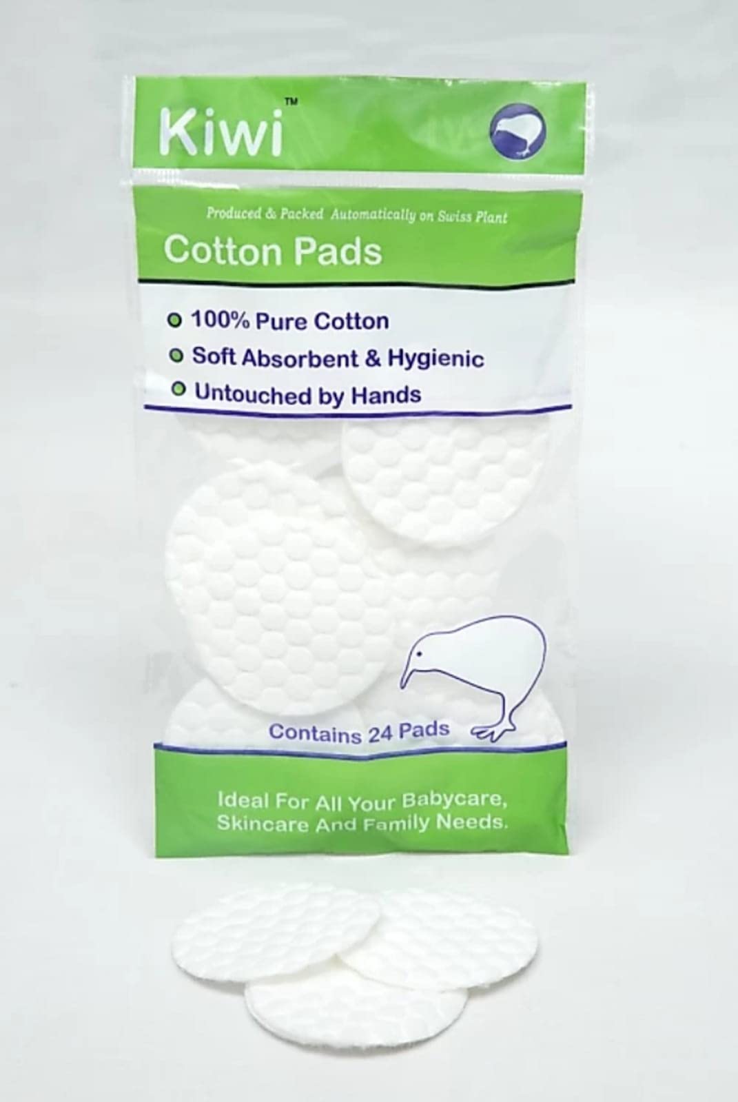Premium KIWI COTTON PADS - 6 Pack | Soft & Gentle Facial Makeup Remover Pads | Ideal for Makeup Removal, Skincare & Nail Polish Application