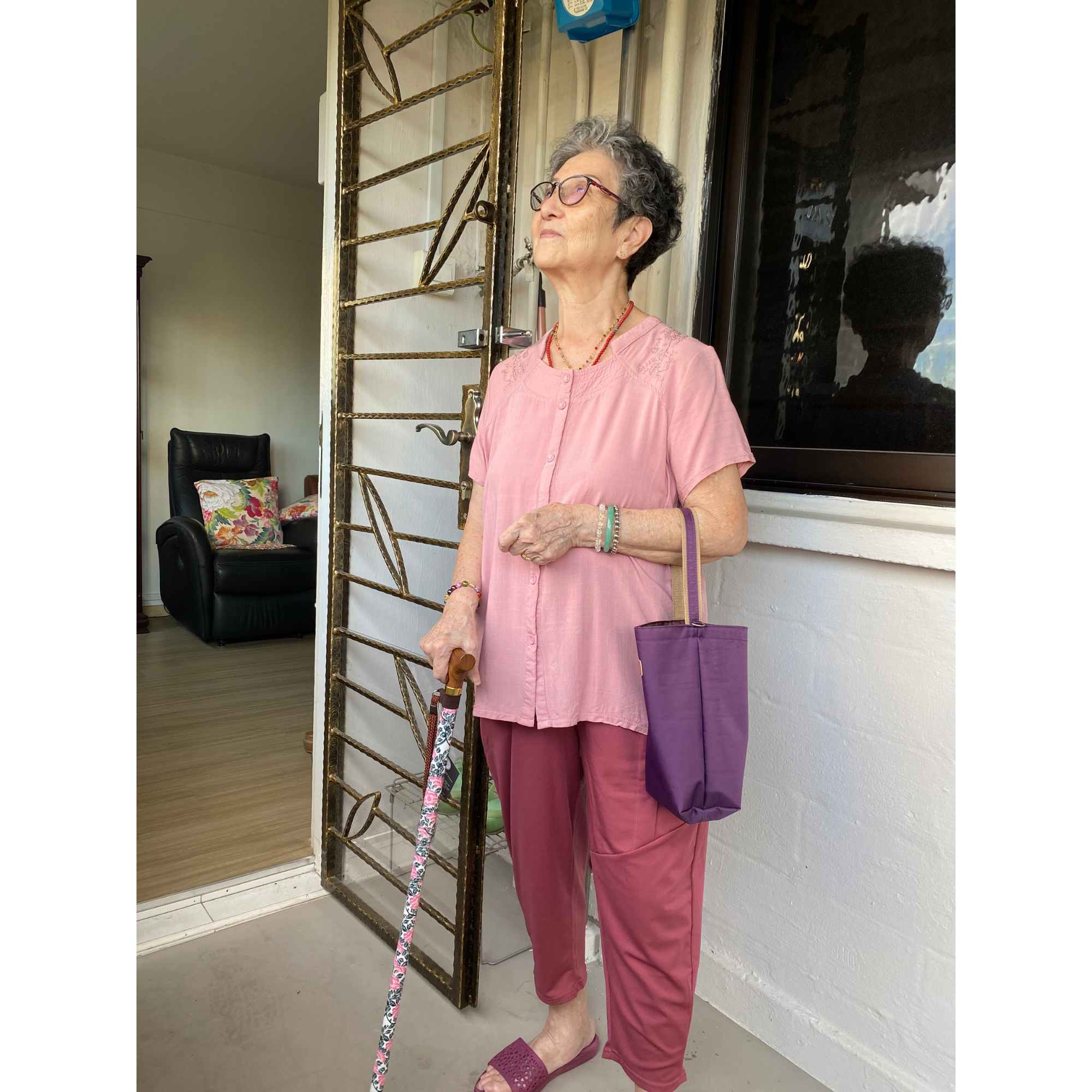 Elegant Morning Peonies Walking Cane by The Cane Collective - Perfect for Seniors, Fashionable Mobility Aid for Daily Use & Special Occasions