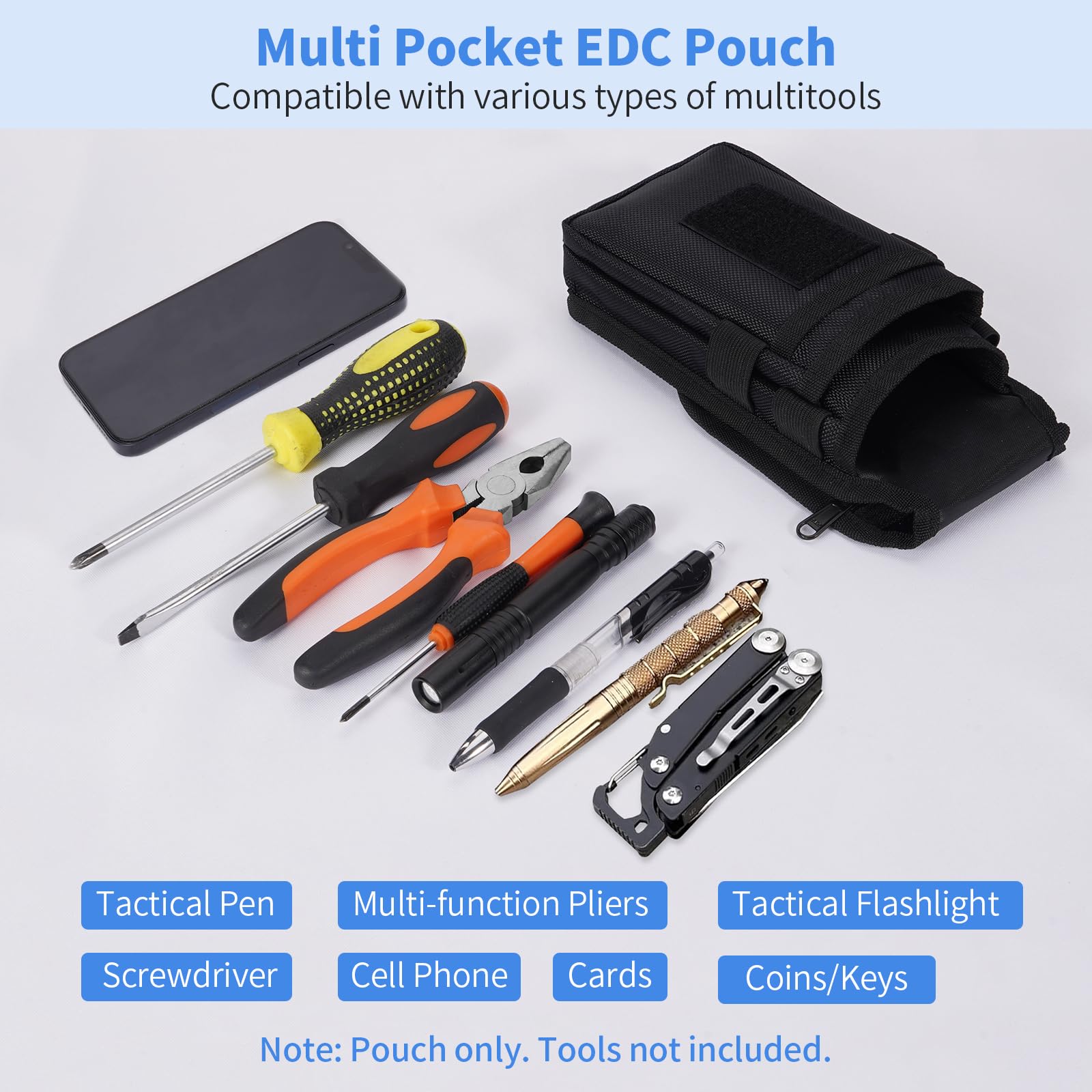 KENOBEE Nylon Tactical Tool Pouch - Electrician Holster & Multitool Organizer with Utility Sheath for EDC Gears, Cellphone & Pro Maintenance Tools | Perfect for Construction, HVAC Work & Outdoor Adventures