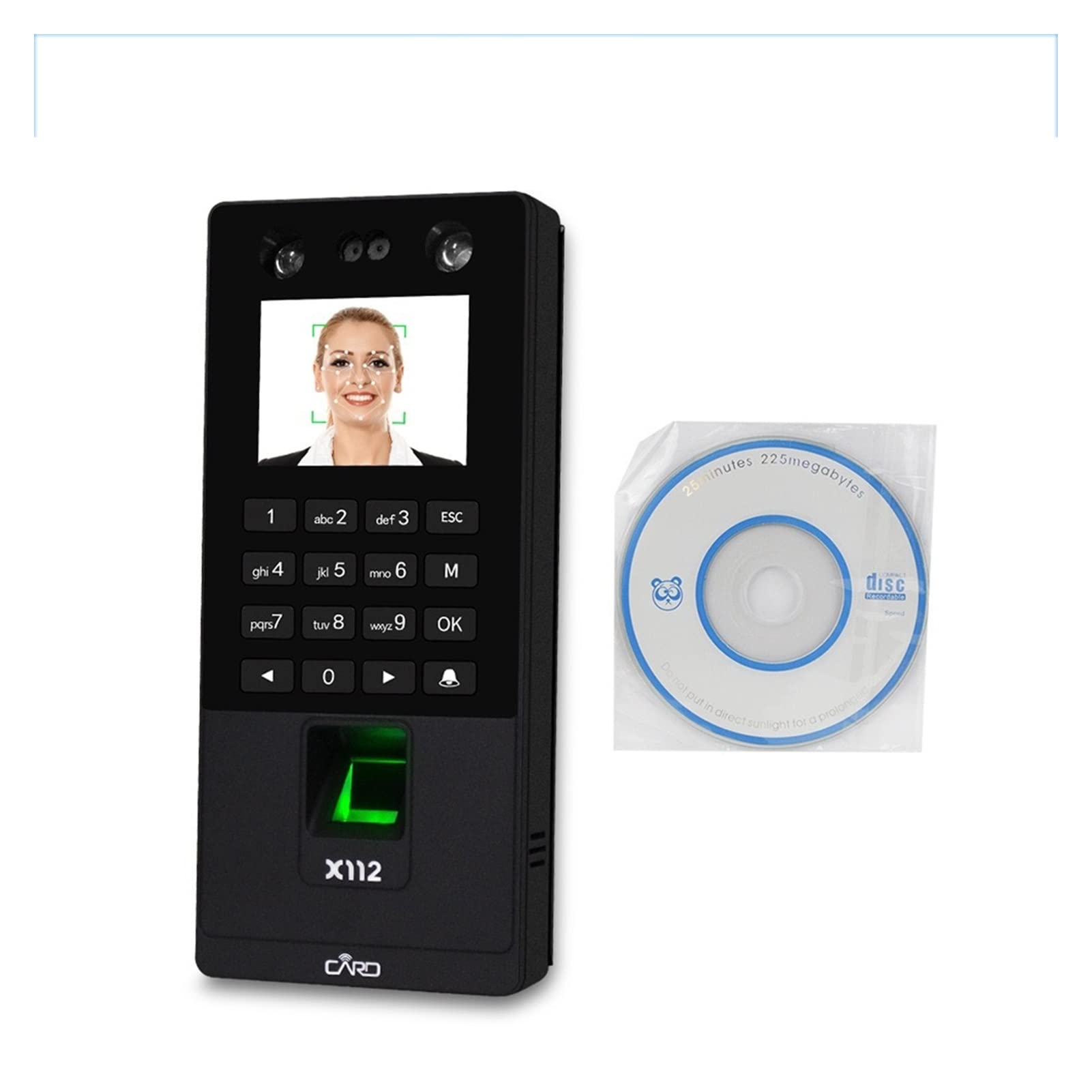 Upunch Biometric Time Clock System - Facial Recognition & Fingerprint Access Control with Keypad, TCP/IP Network, USB Support - Ideal for Office Attendance, Employee Time Tracking, and Secure Access Management (Model: X112)
